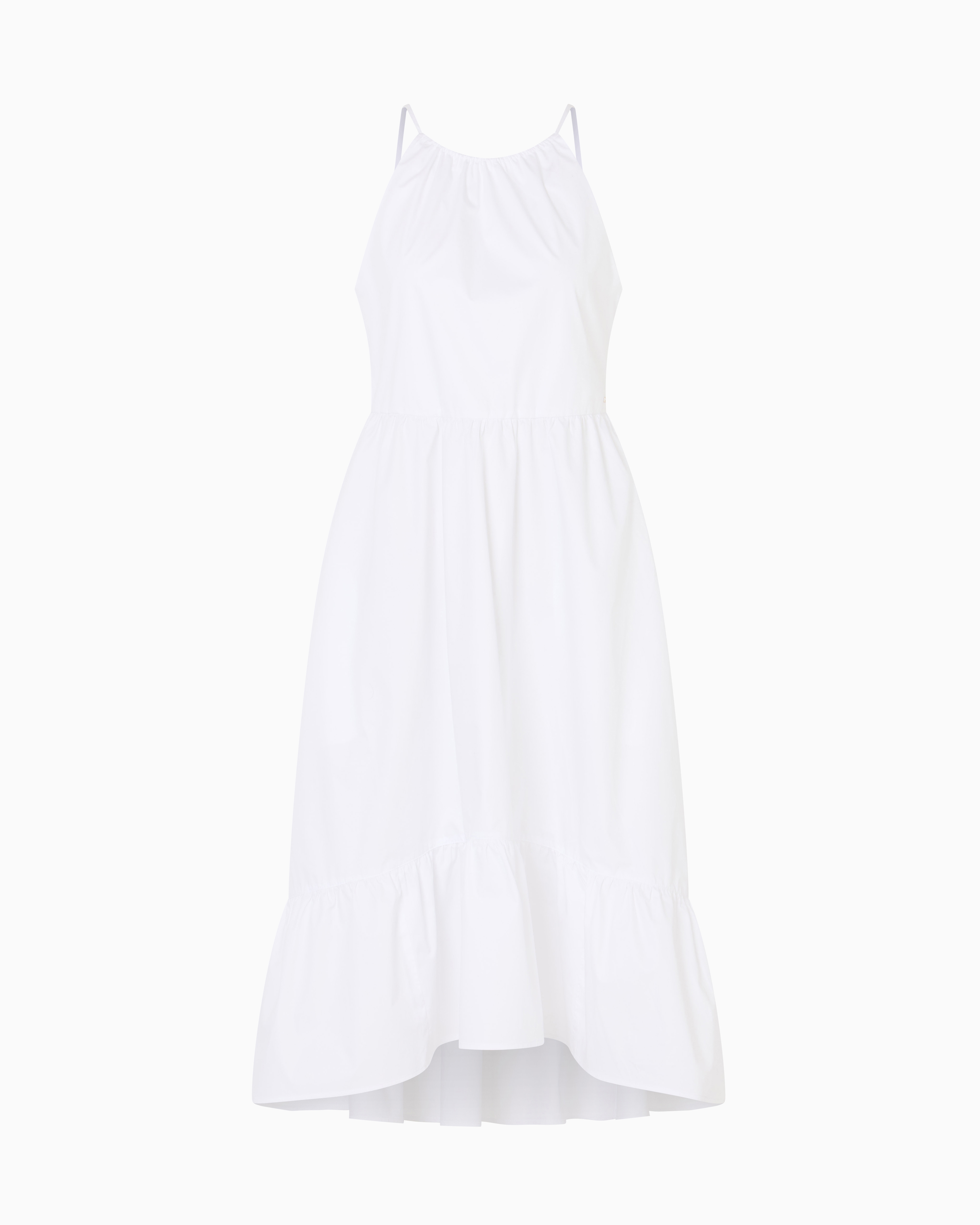 Armani Exchange Asv Cotton Ruffle Midi Dress In White
