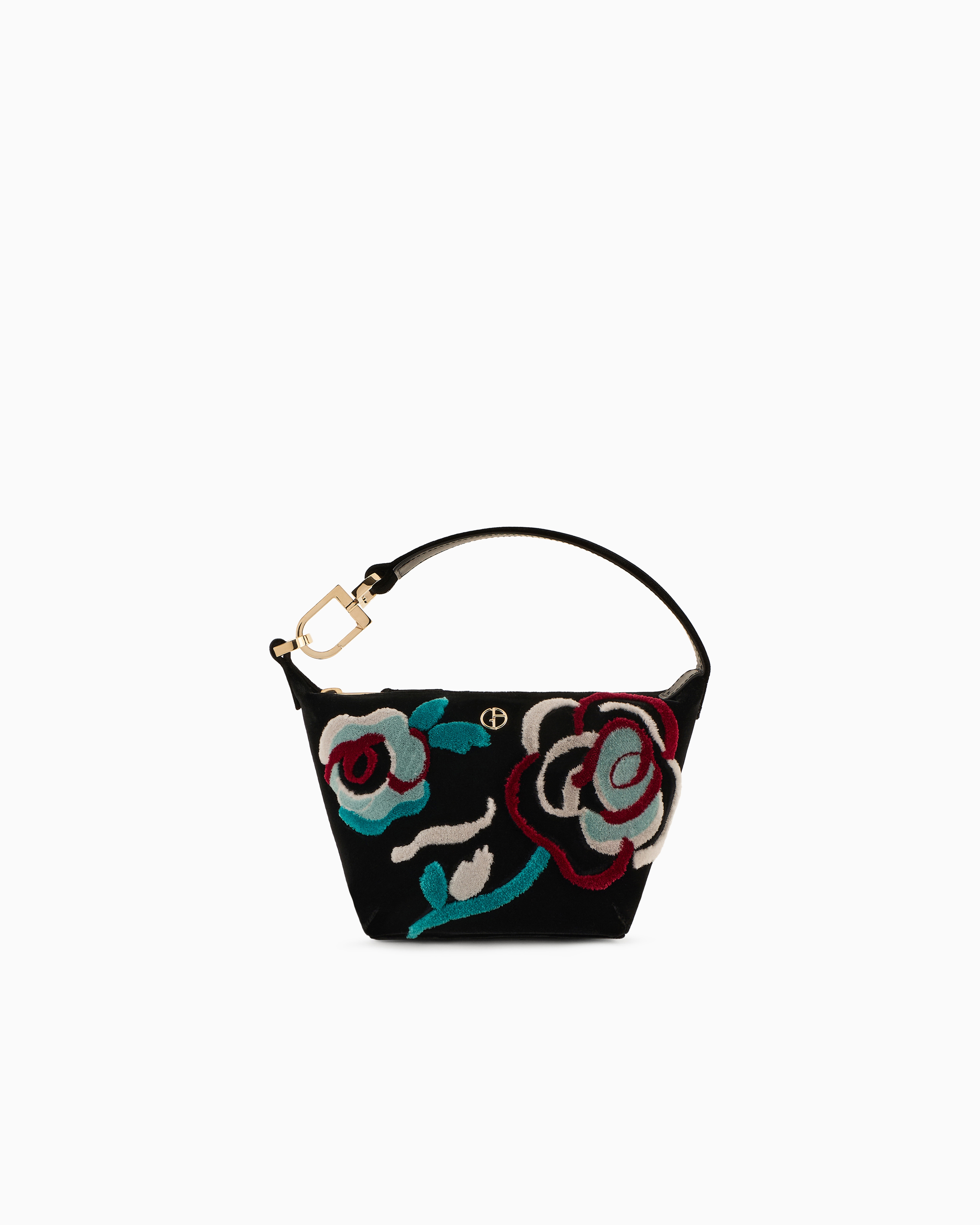 Giorgio Armani La Prima Soft Mini Hobo Bag In Embroidered Velvet In Pattern