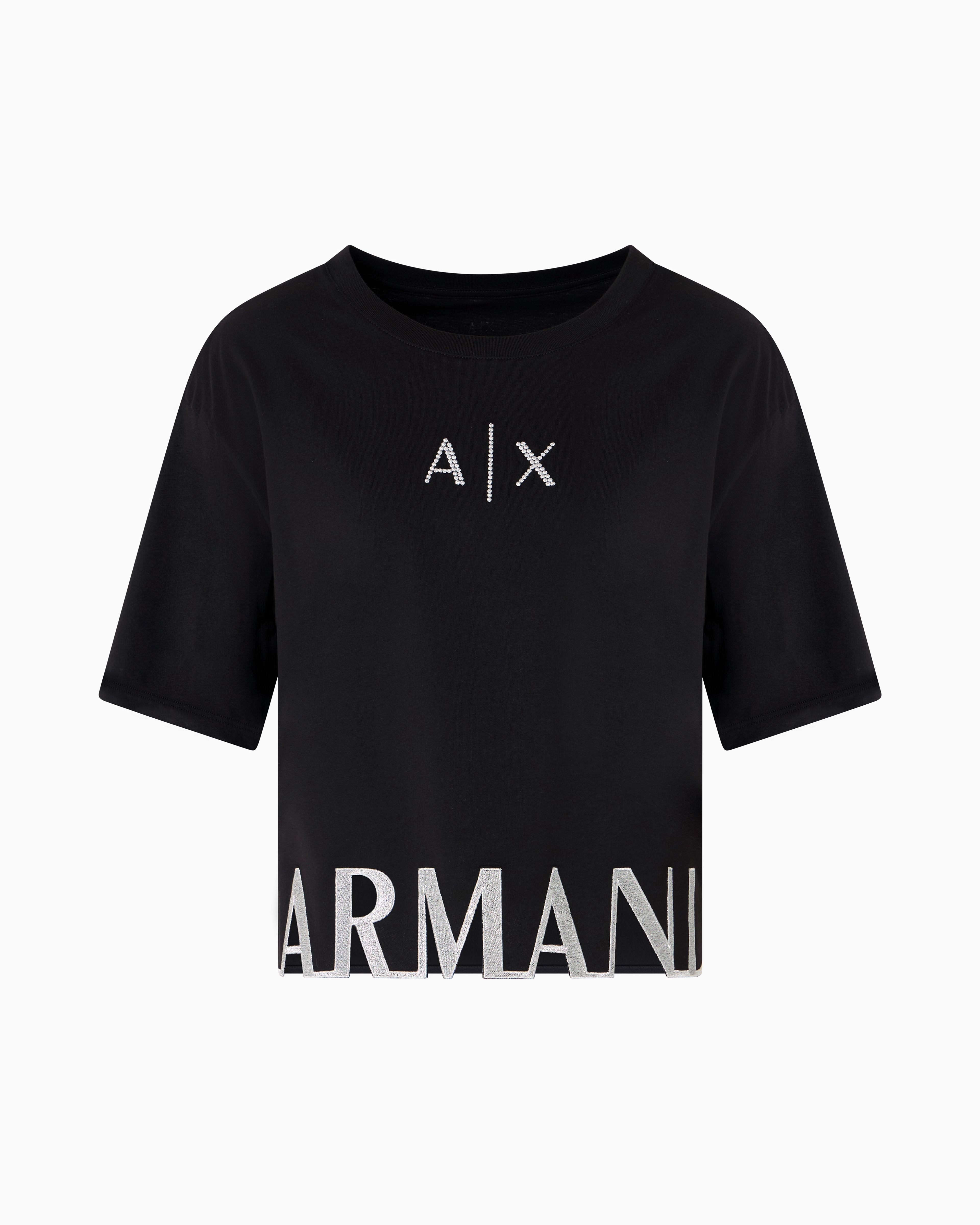 Armani Exchange Cropped T-shirts In Black