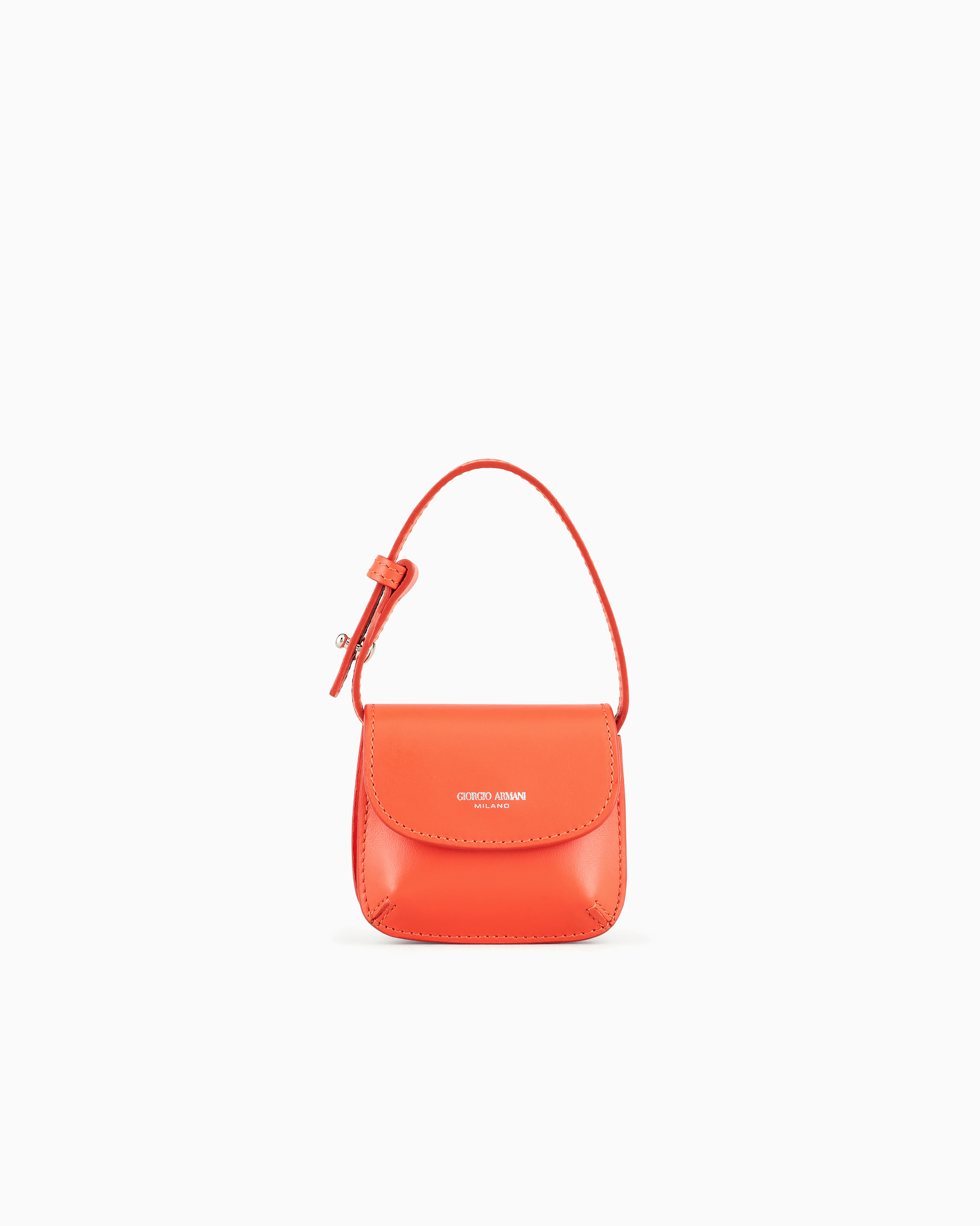 Giorgio Armani Love Collection Genderless Leather La Prima Micro Charm Bag In Orange
