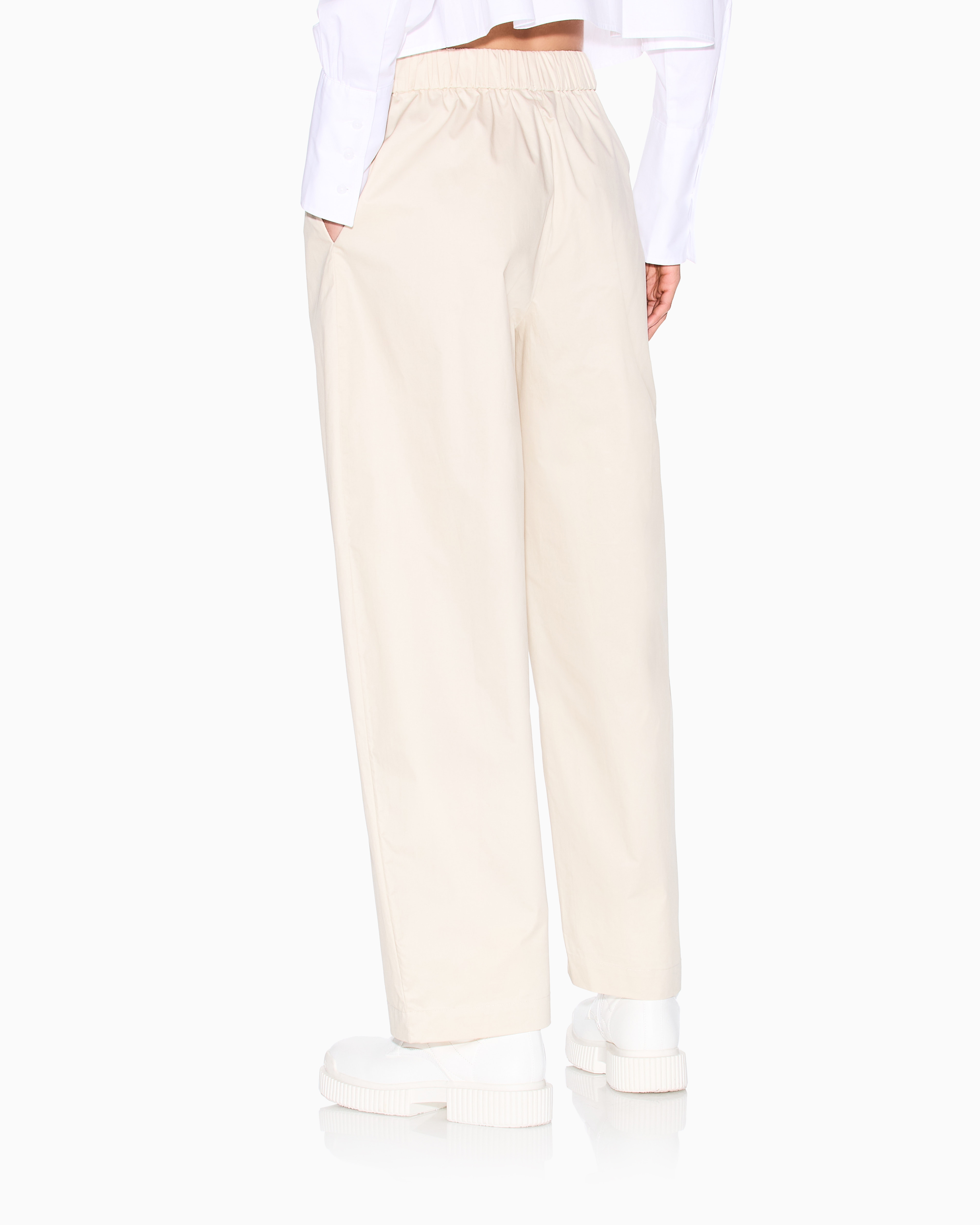 Armani Exchange - Oval leg cotton trousers, Woman, Beige, Size: