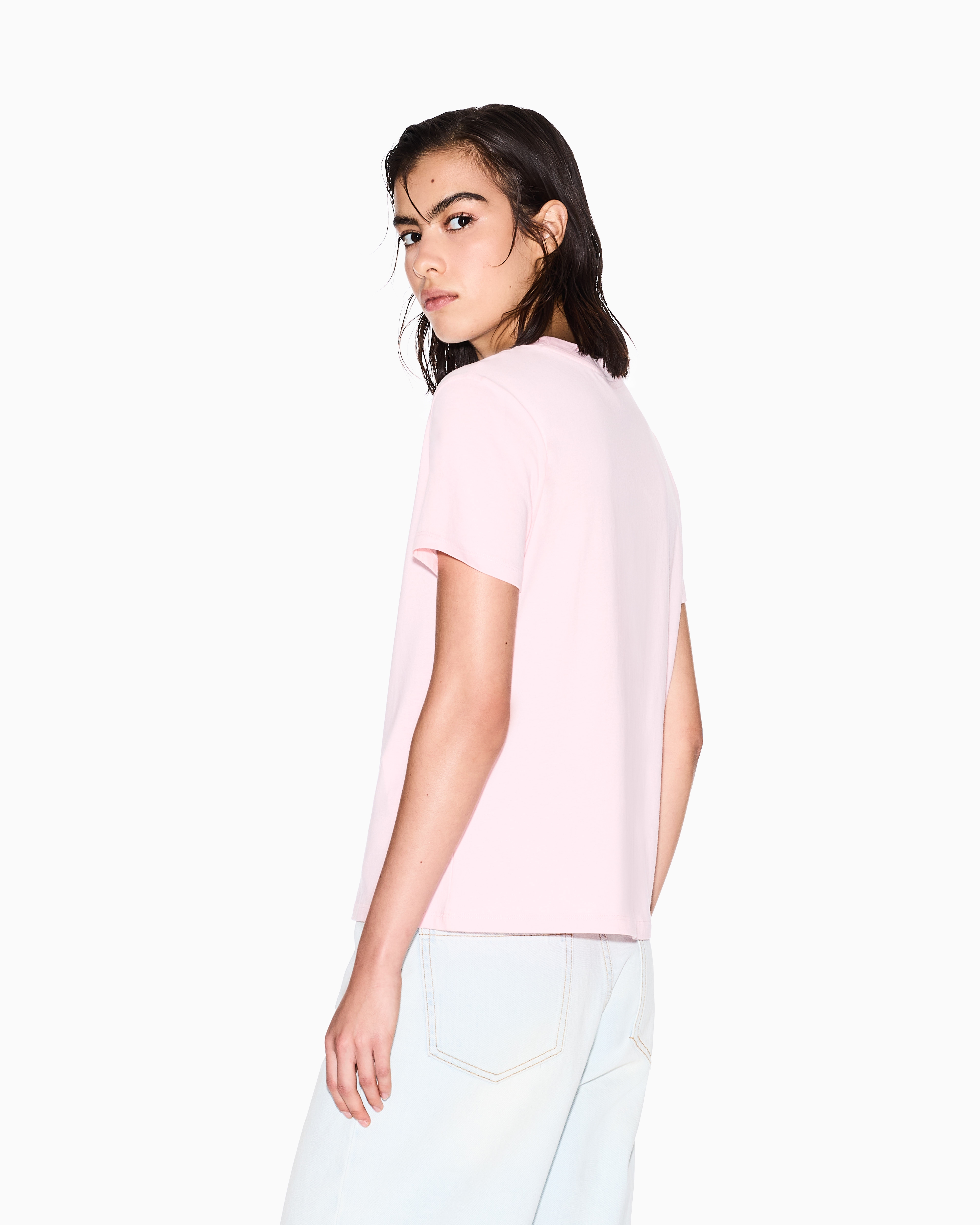 Armani Exchange - Regular Fit T-Shirts, Woman, Pink, Size: