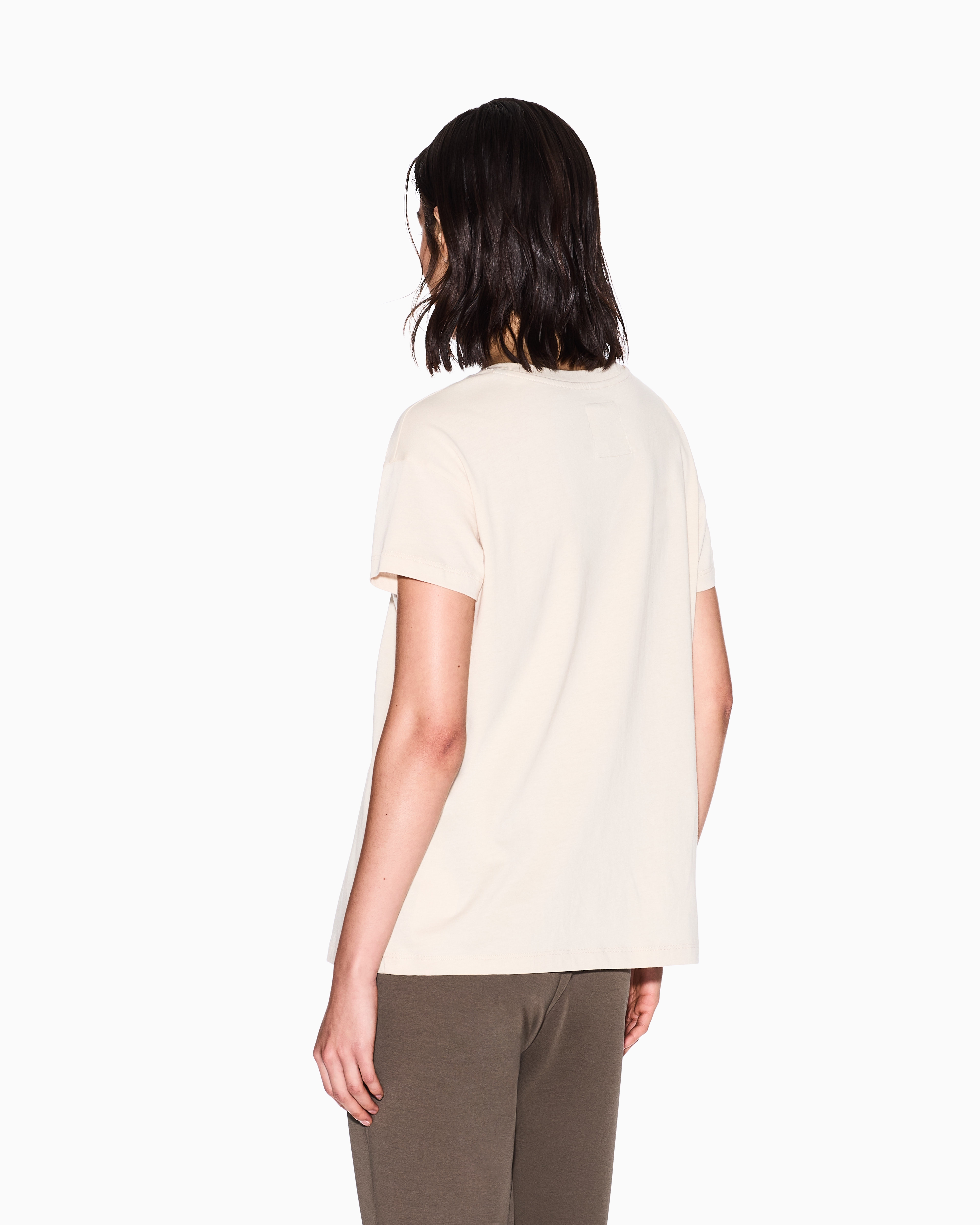 Armani Exchange - Boyfriend T-shirt with Icon logo, Woman, Beige, Size: