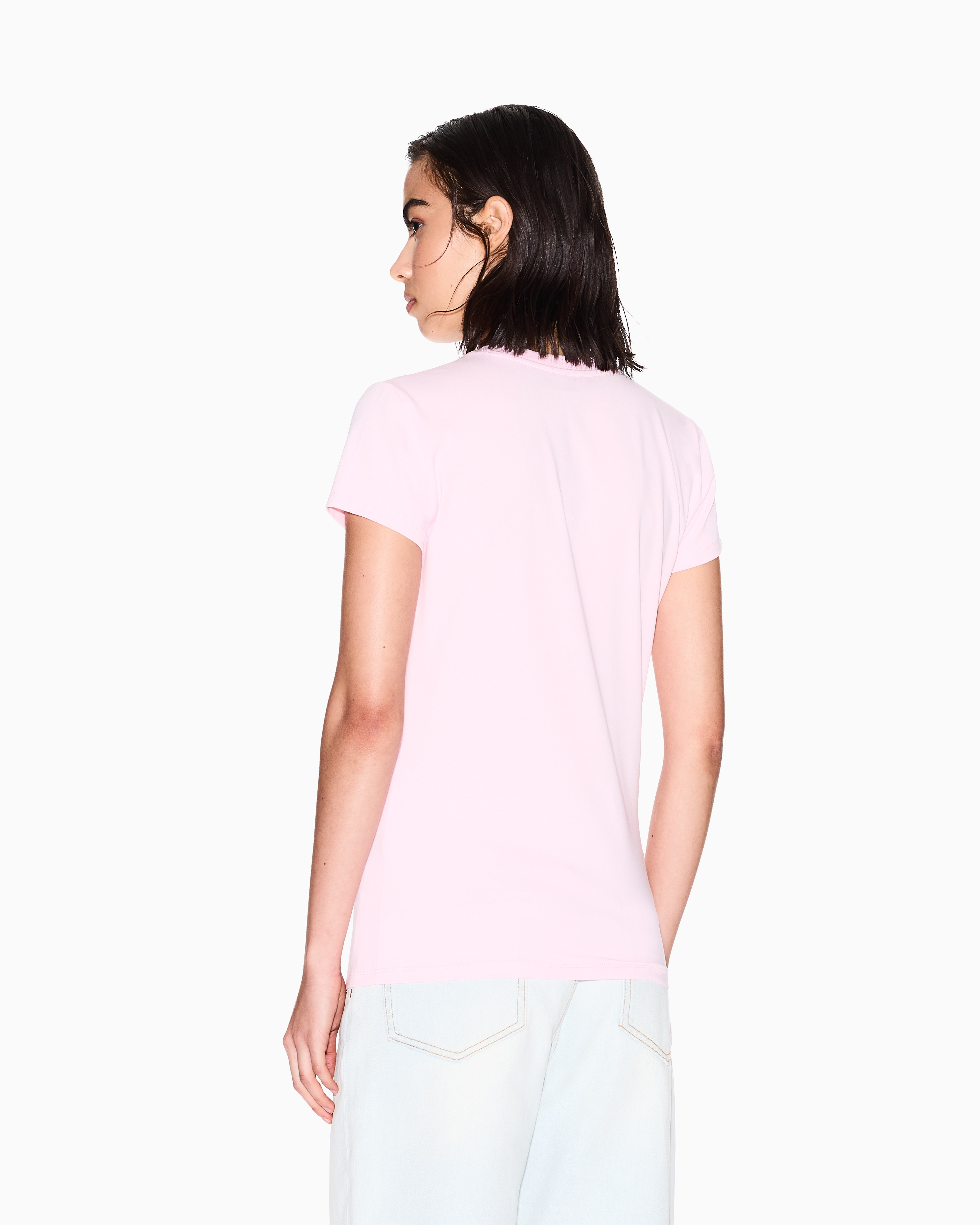 Armani Exchange - Slim Fit T-Shirts, Woman, Pink, Size: