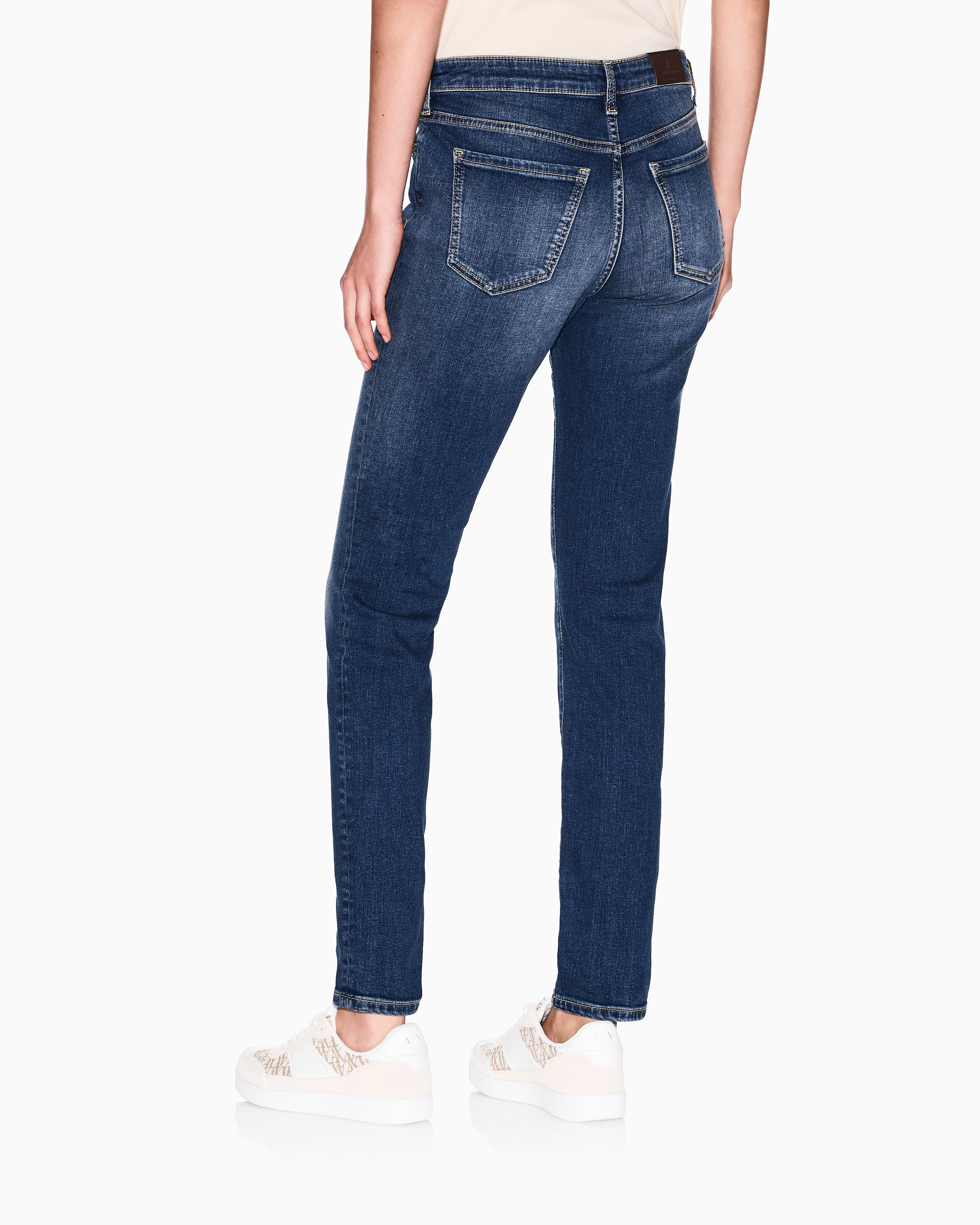 Armani Exchange - J01 super skinny jeans with Chinese New Year embroidery, Woman, Blue, Size: