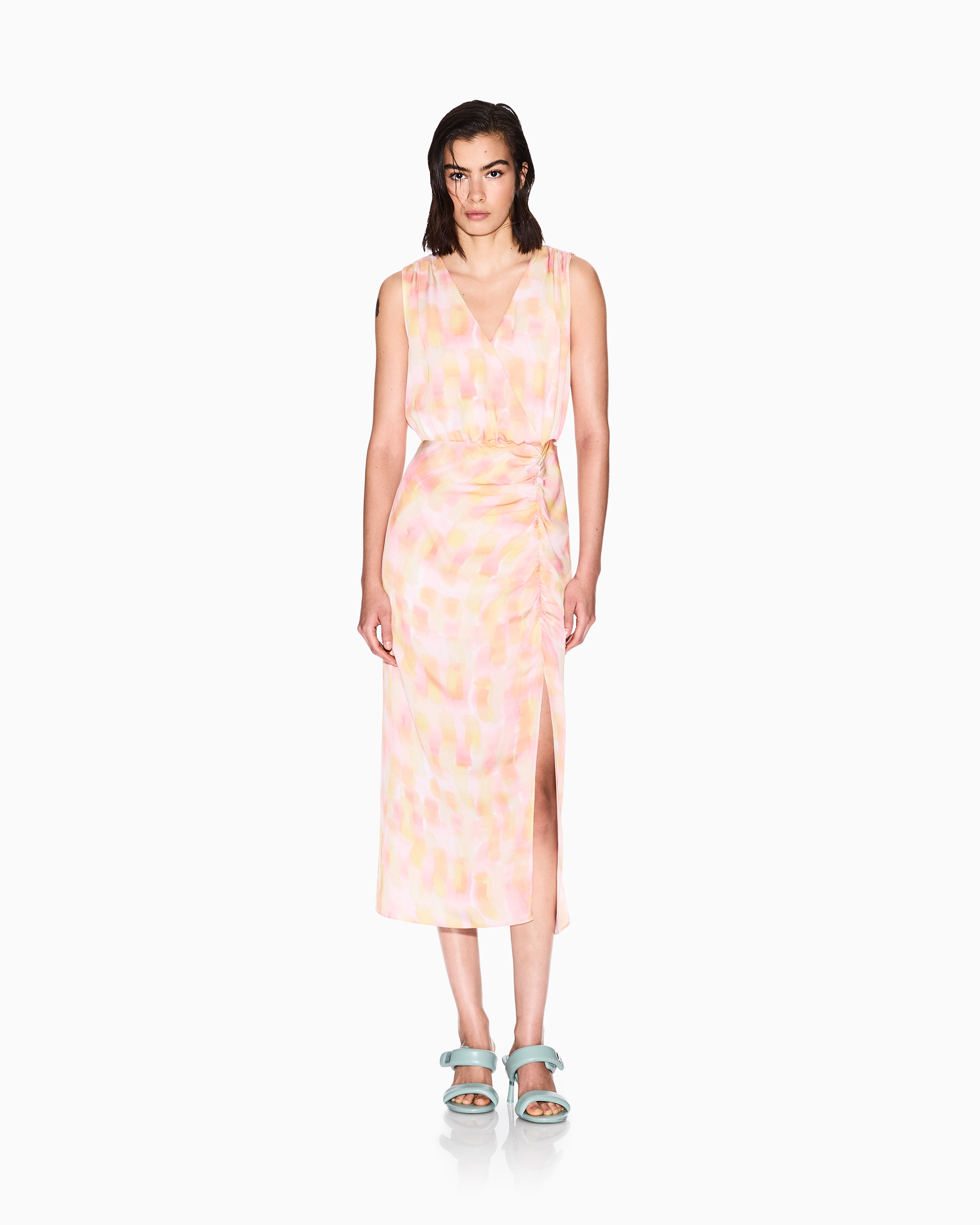 Armani Exchange - Abstract pattern longuette dress, Woman, Pink, Size: