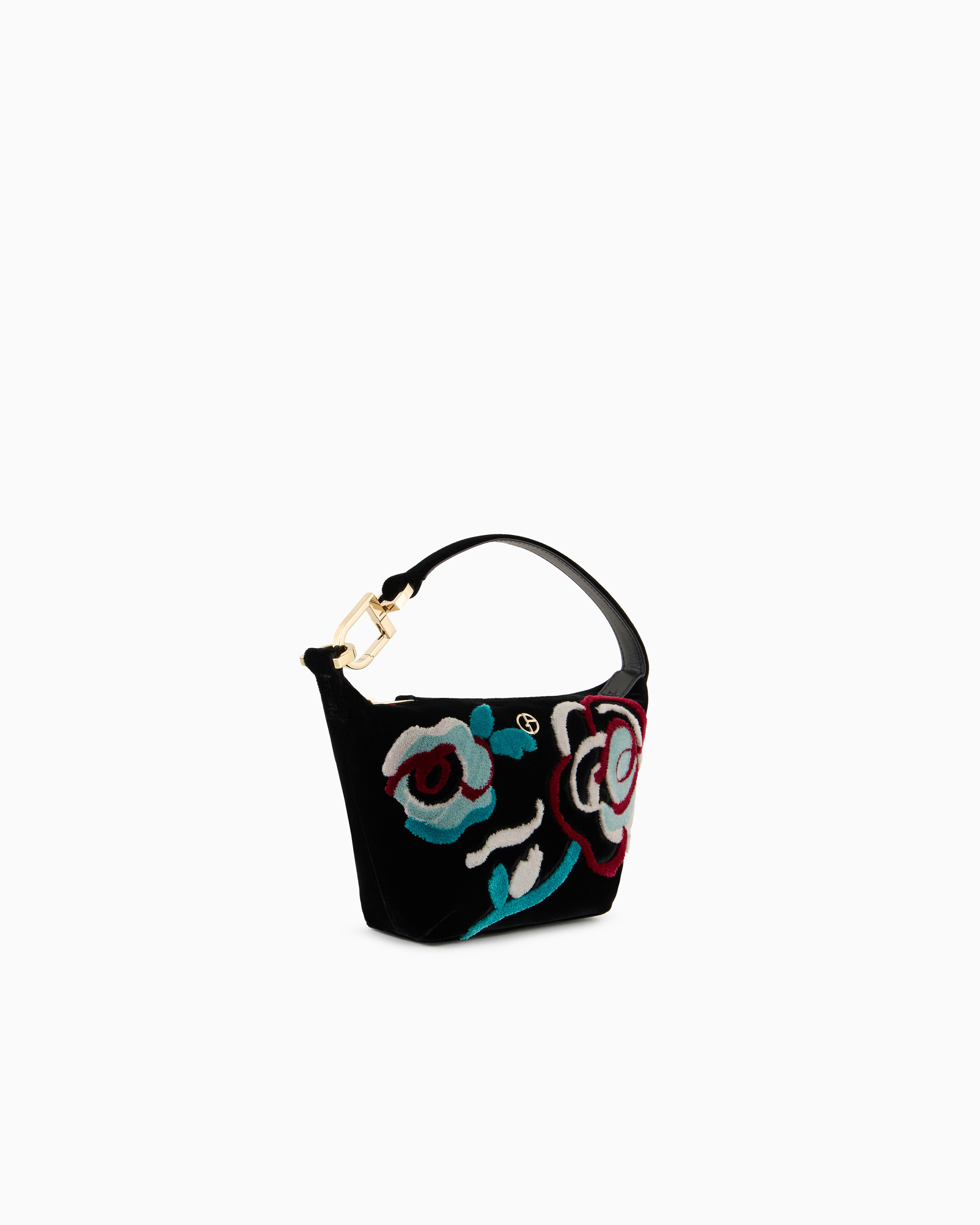 Giorgio Armani La Prima Soft Mini Hobo Bag In Embroidered Velvet In Pattern