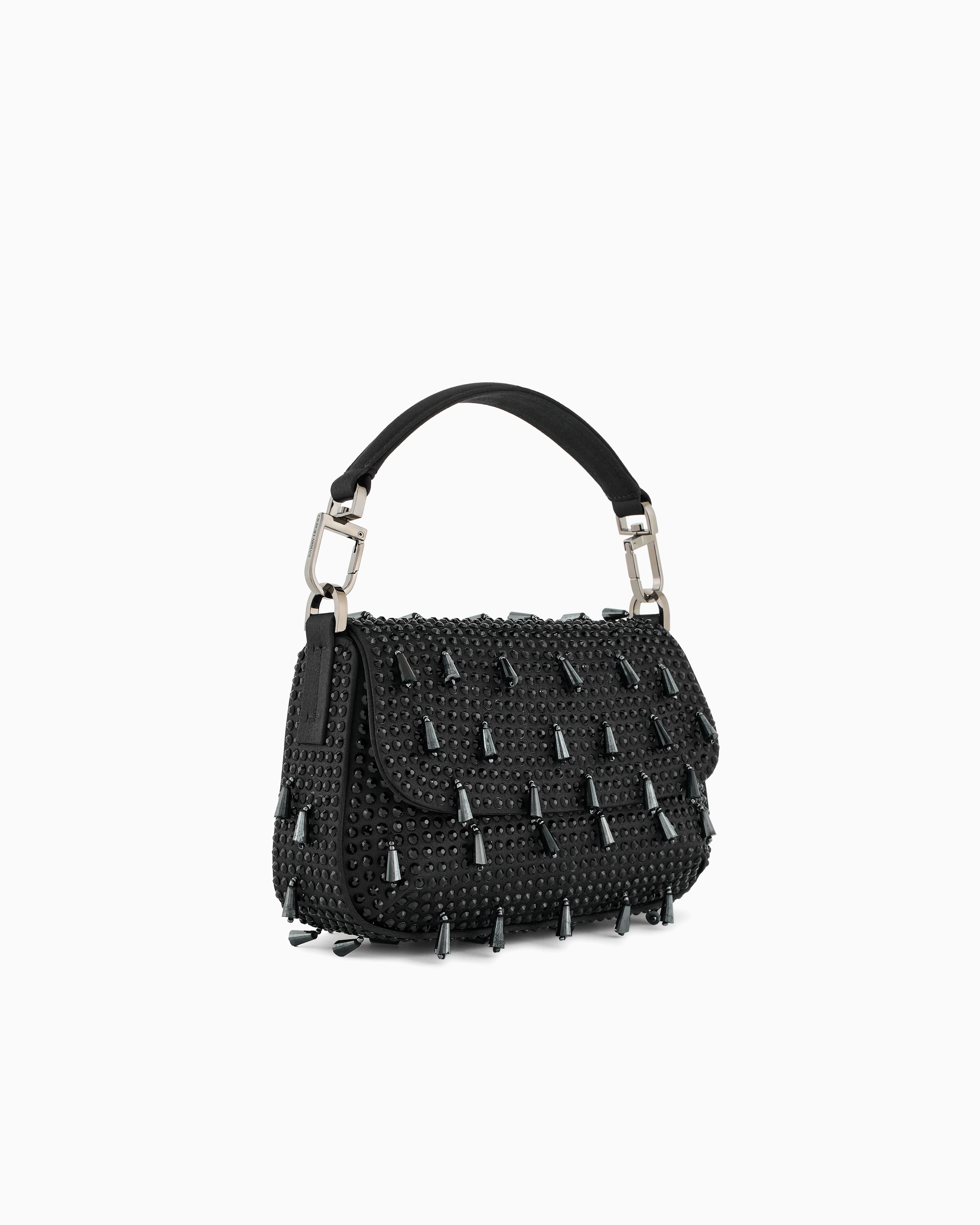 Giorgio Armani La Prima Soft Mini Satin Handbag With Rhinestone And Bead Embroidery