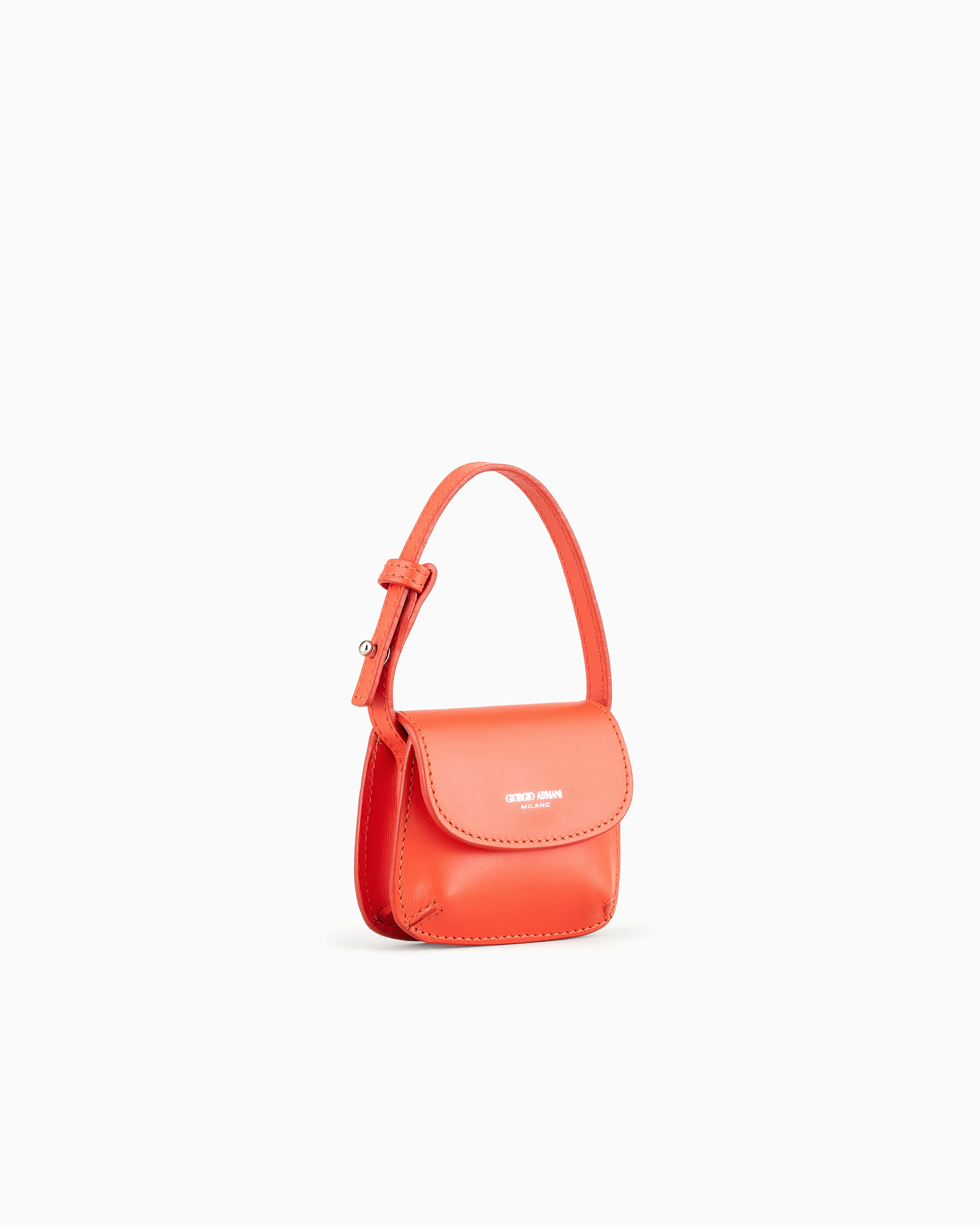 Giorgio Armani Love Collection Genderless Leather La Prima Micro Charm Bag In Orange