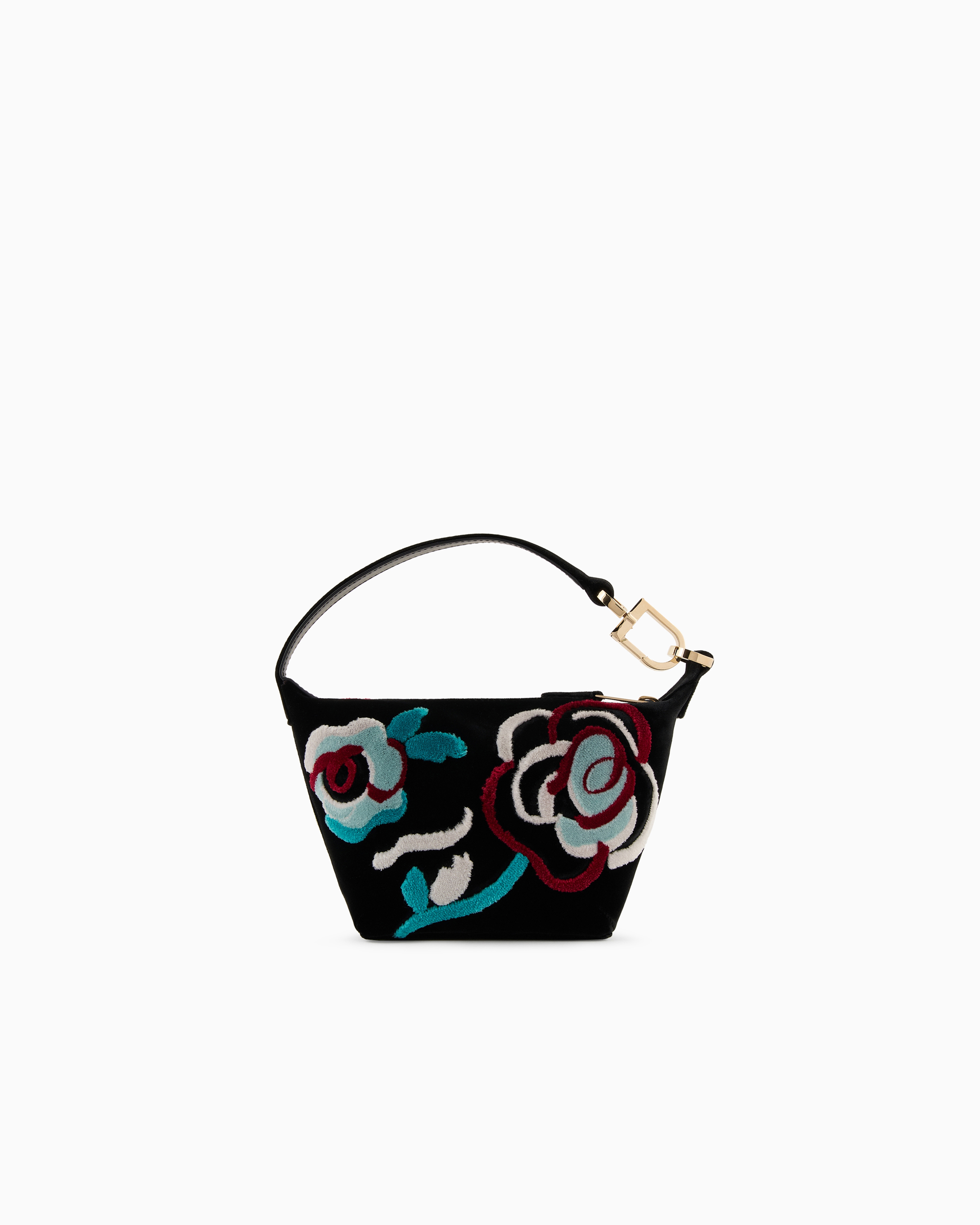 Giorgio Armani La Prima Soft Mini Hobo Bag In Embroidered Velvet In Pattern