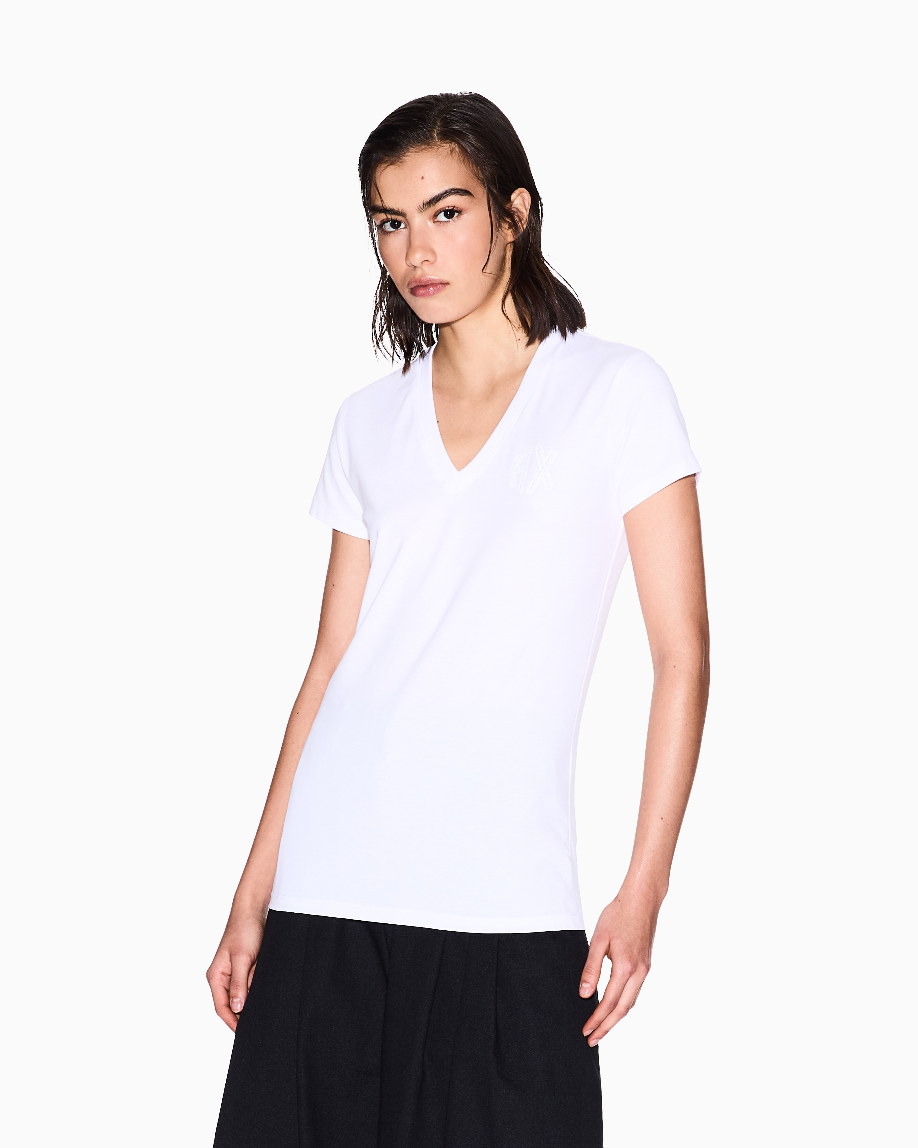 Armani Exchange - Slim Fit T-Shirts, Woman, White, Size: