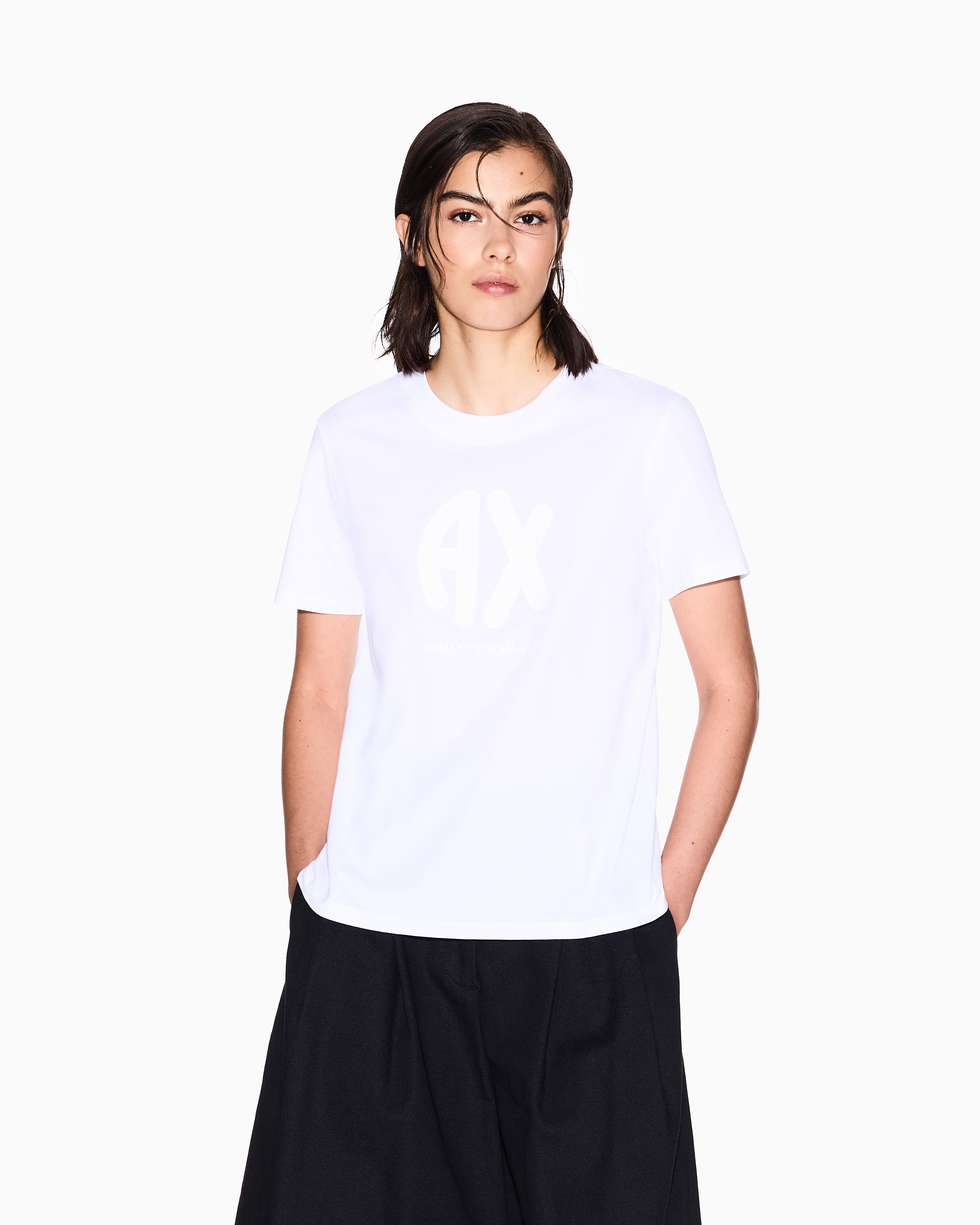 Armani Exchange - Regular Fit T-Shirts, Woman, White, Size:
