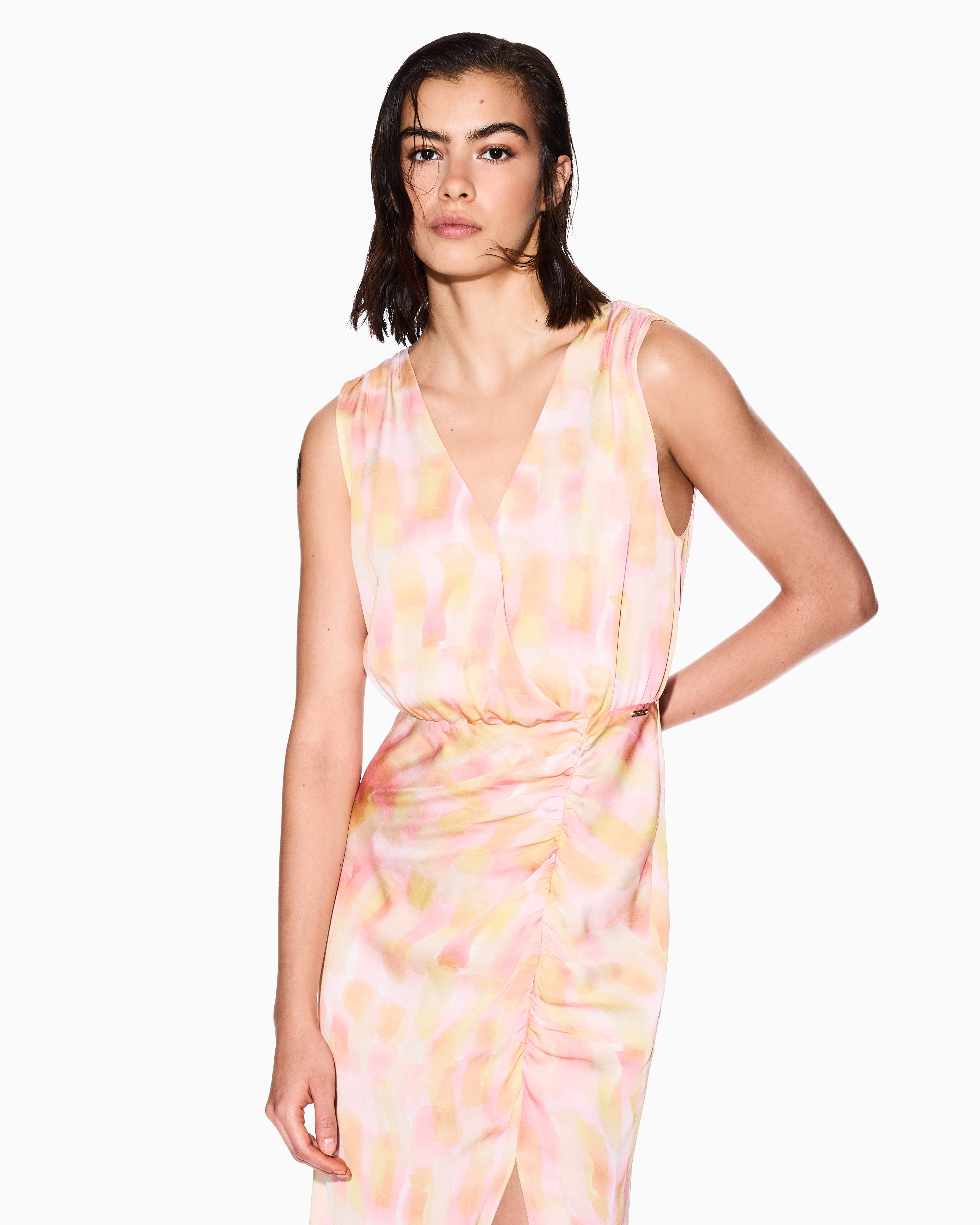 Armani Exchange - Abstract pattern longuette dress, Woman, Pink, Size: