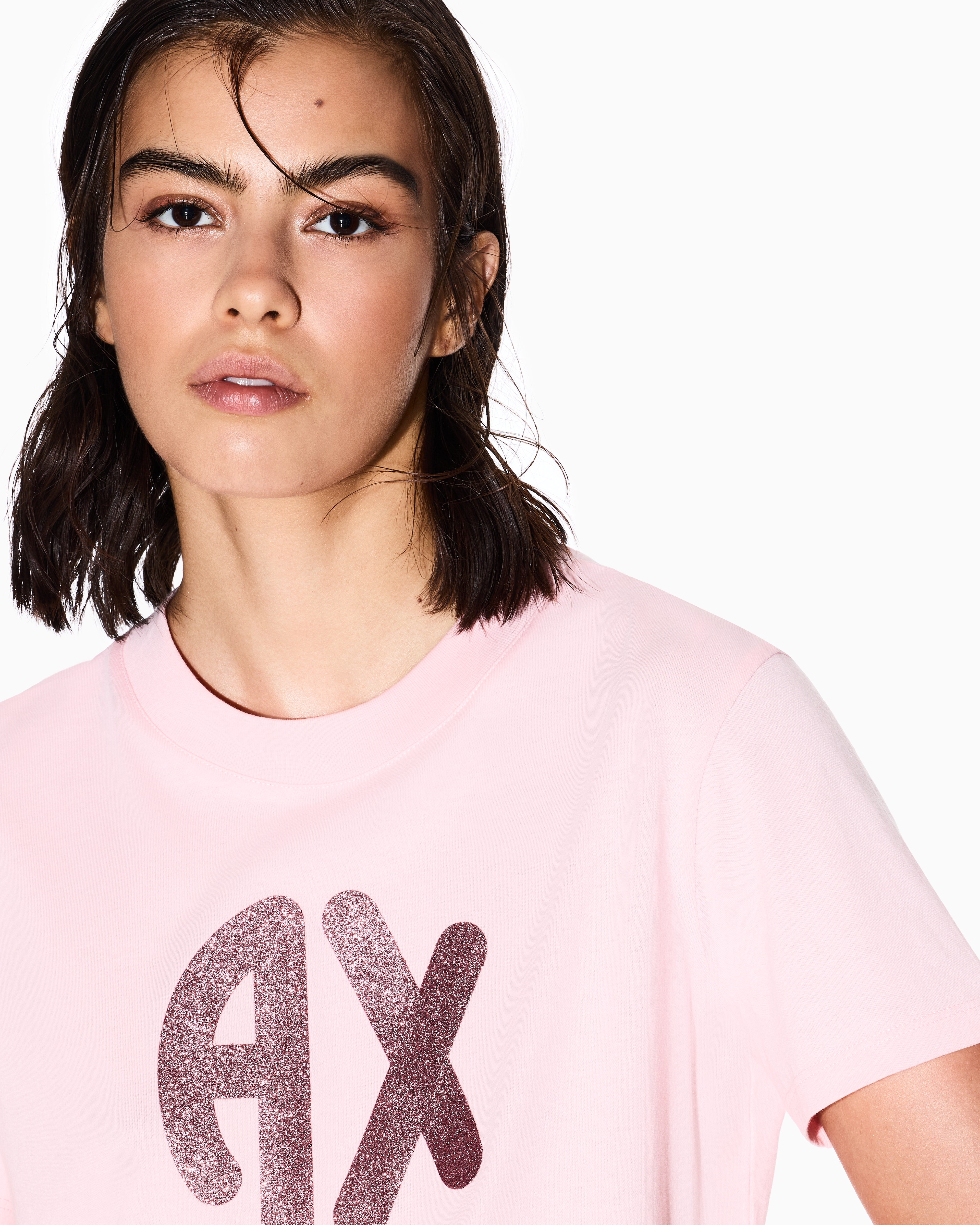 Armani Exchange - Regular Fit T-Shirts, Woman, Pink, Size: