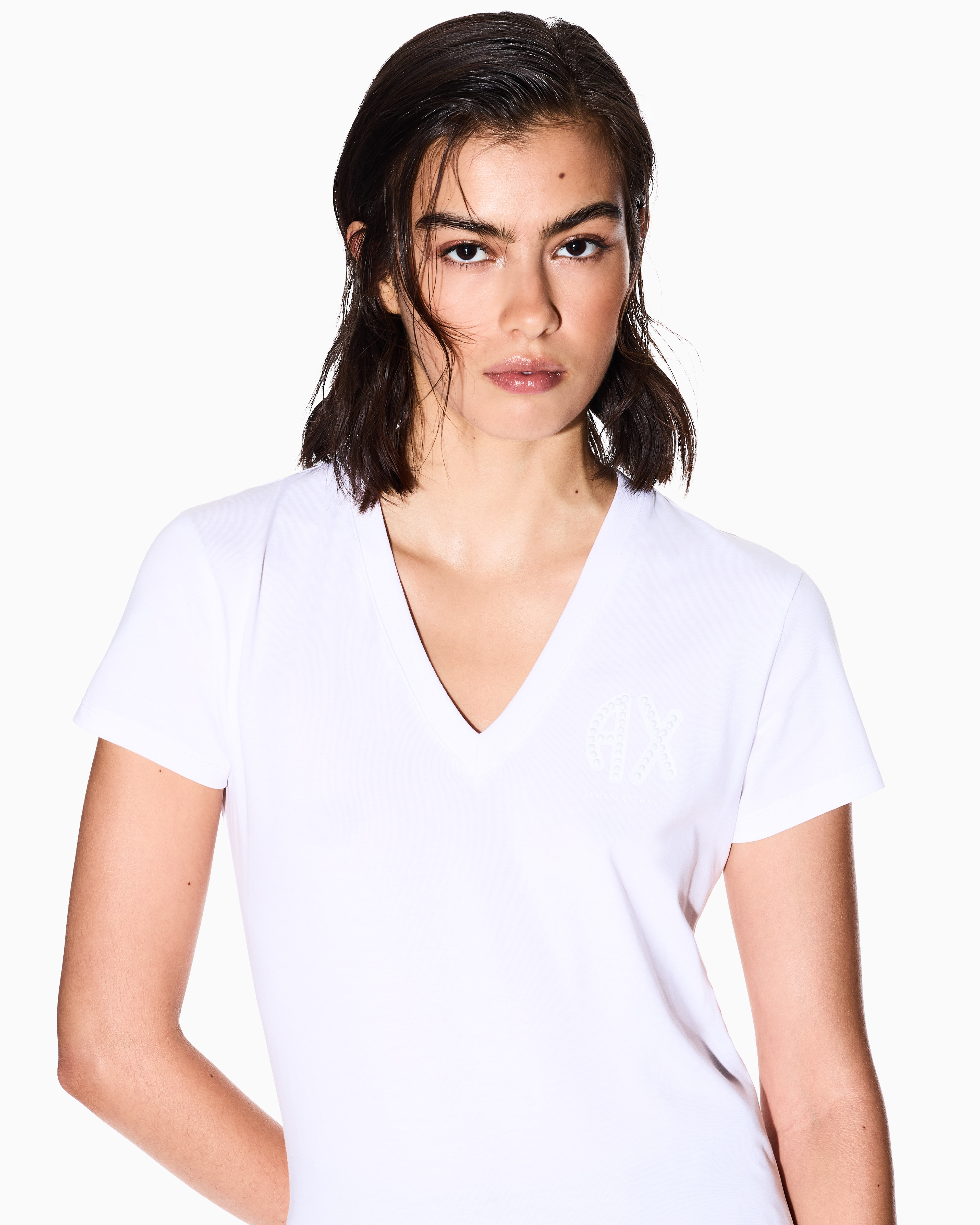 Armani Exchange - Slim Fit T-Shirts, Woman, White, Size: