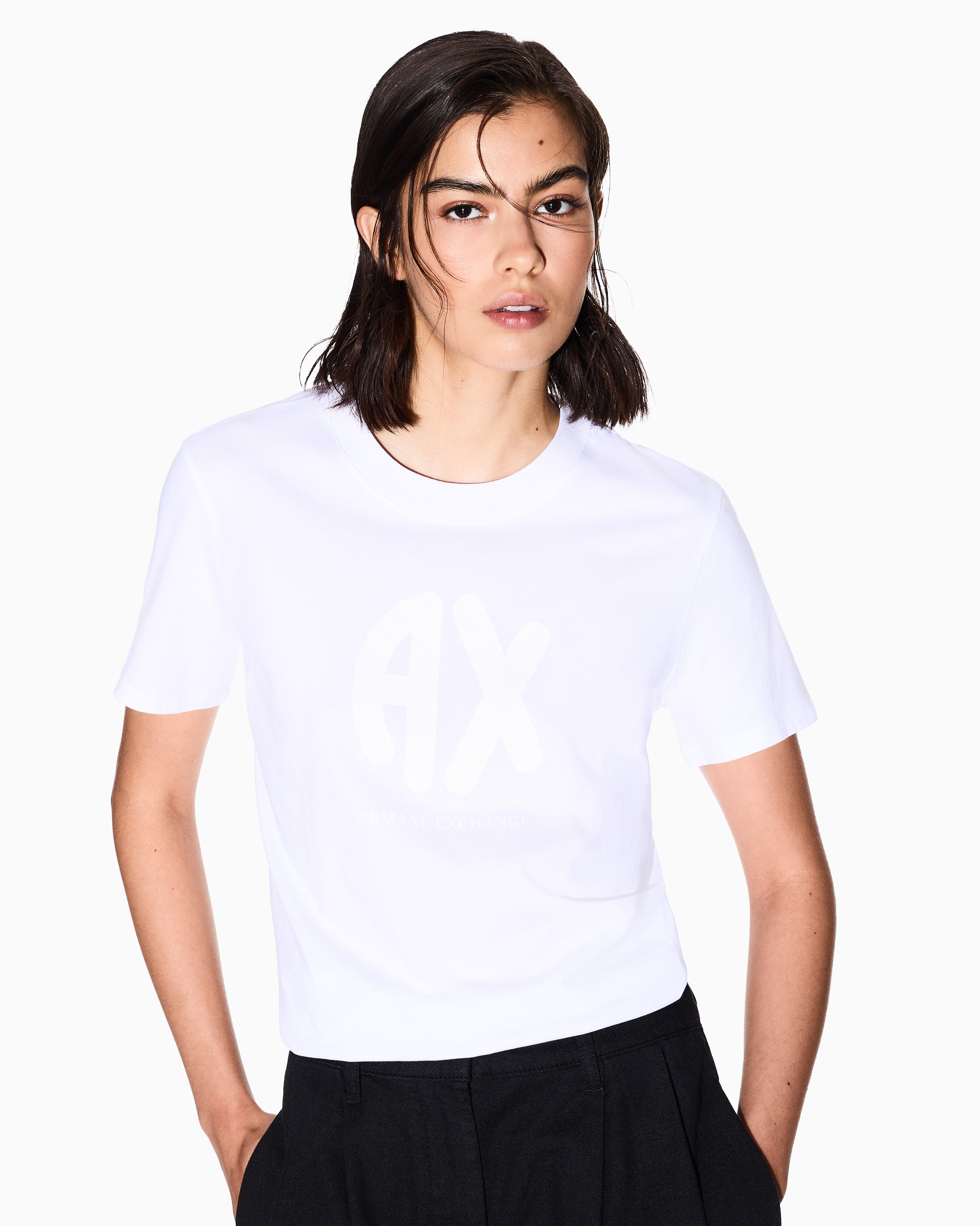 Armani Exchange - Regular Fit T-Shirts, Woman, White, Size:
