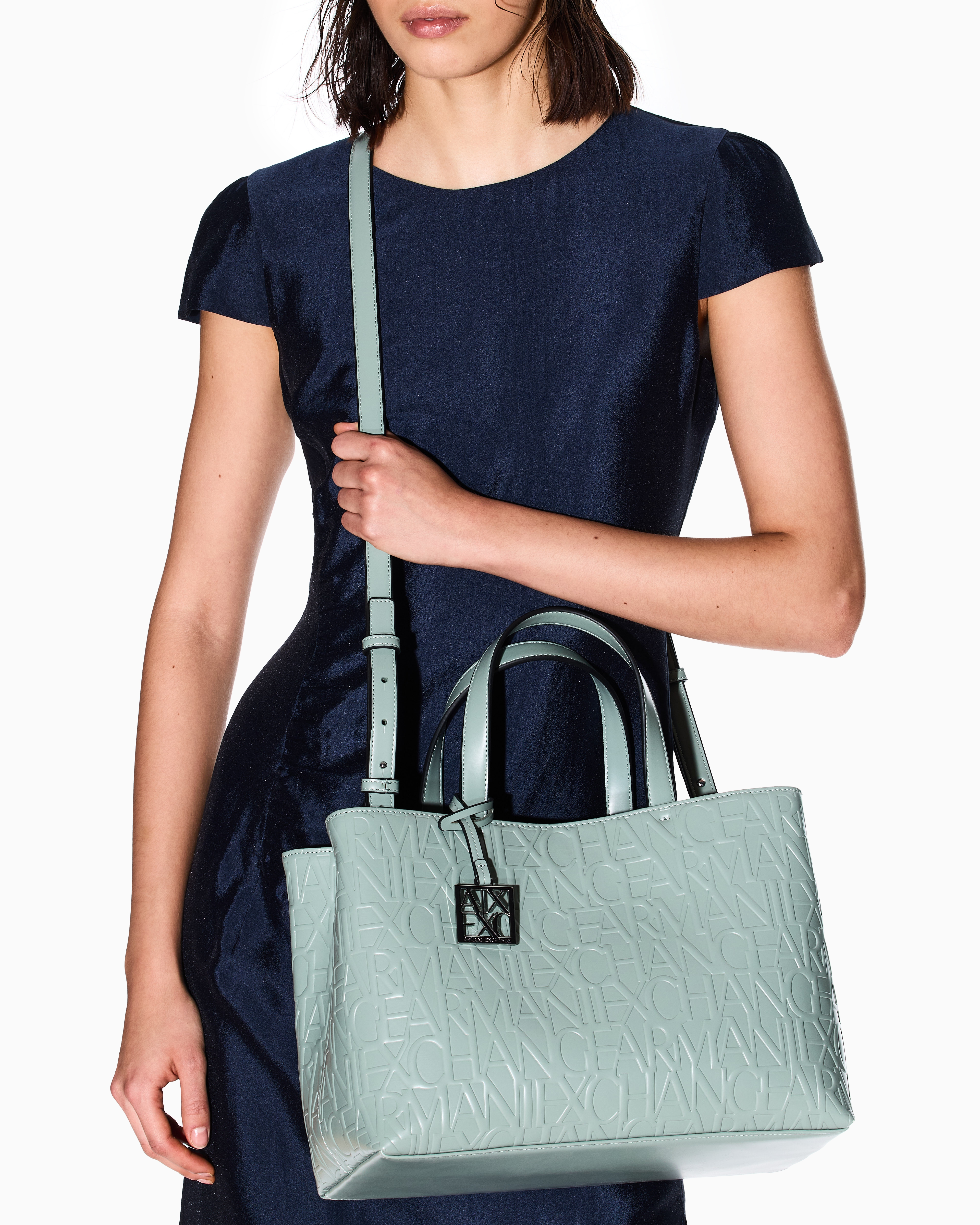 Armani Exchange - Medium shopper with handles and shoulder strap, Woman, Green, Size: TU