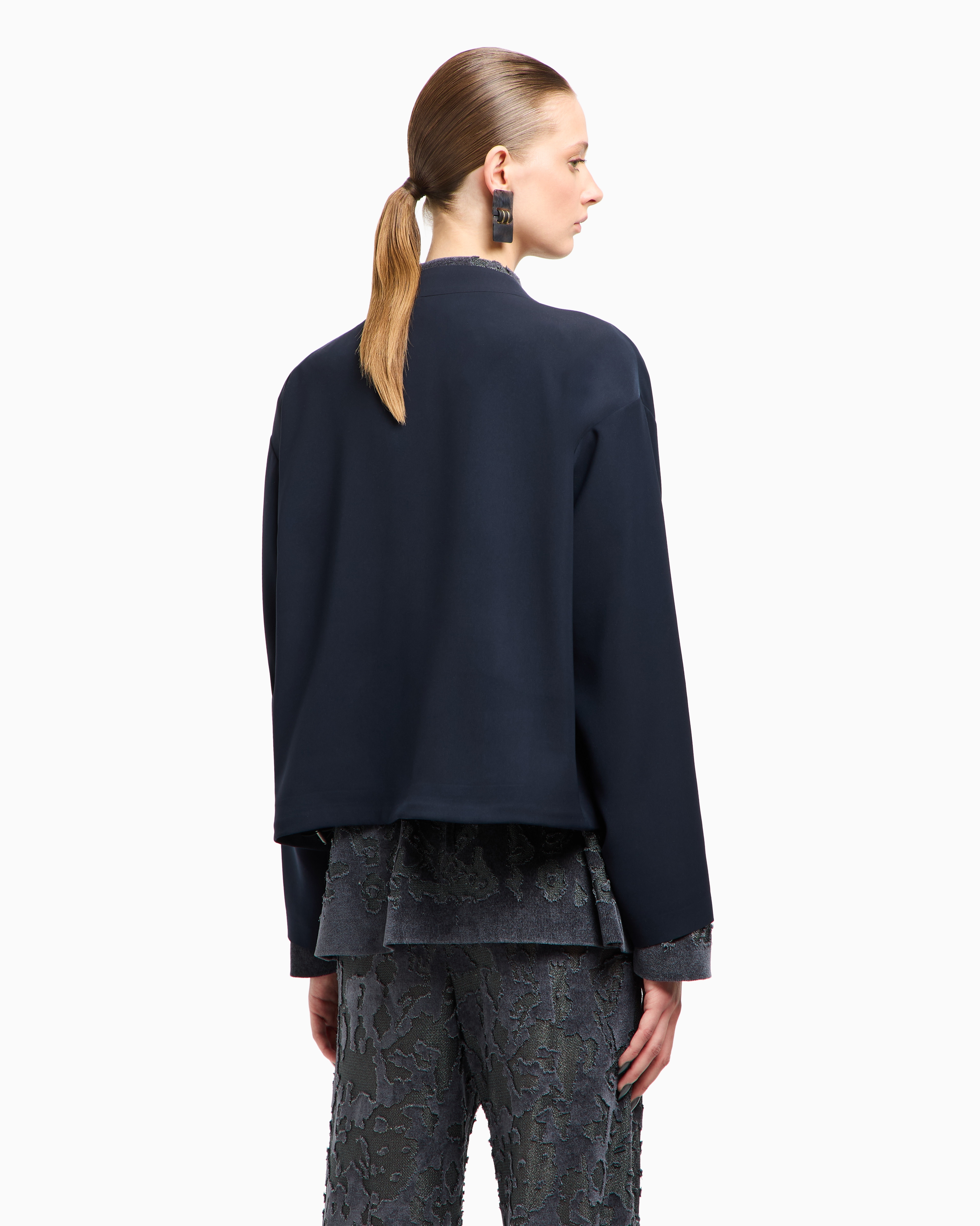 Giorgio Armani Jacket In Technical Cady In Blue
