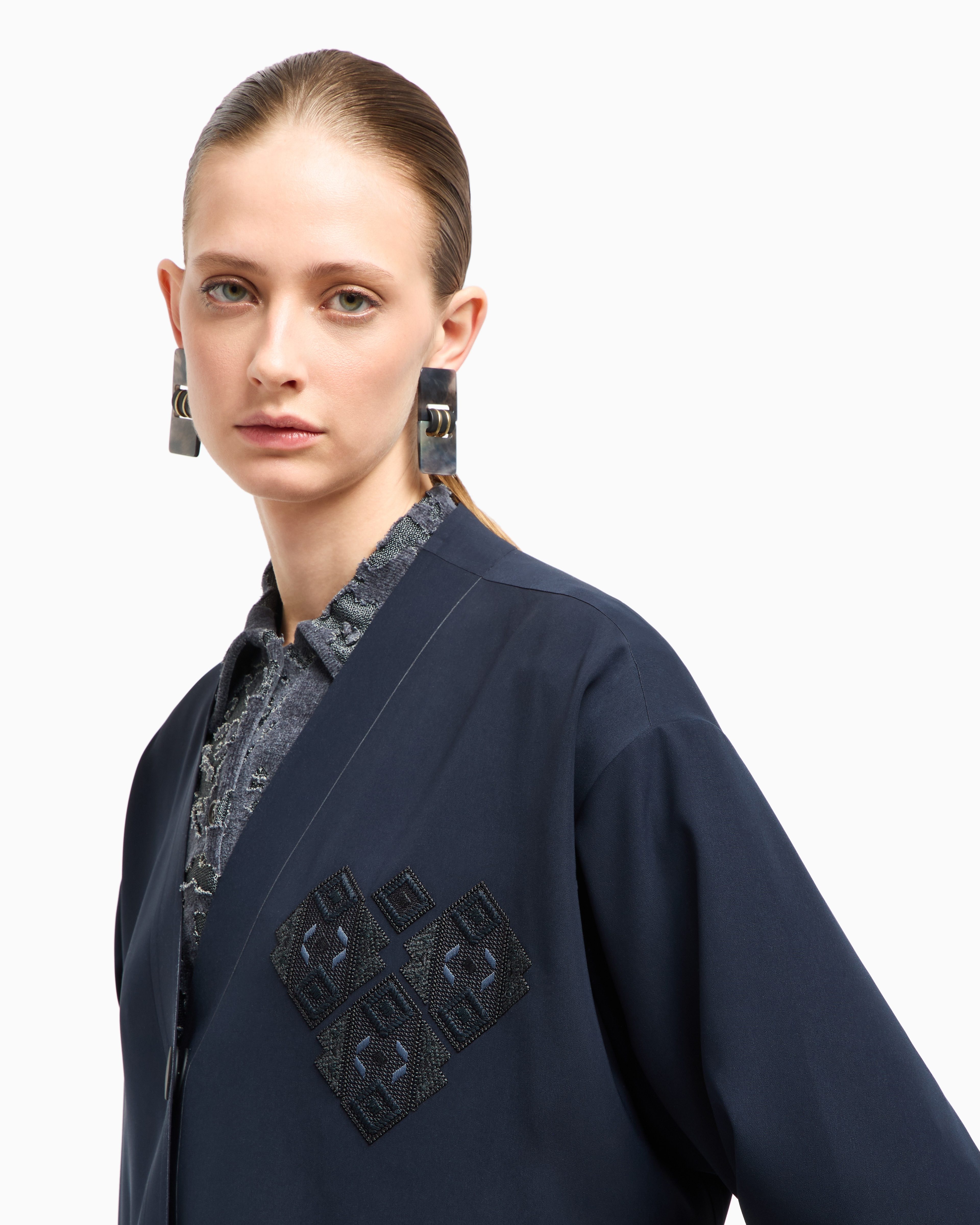 Giorgio Armani Jacket In Technical Cady In Blue