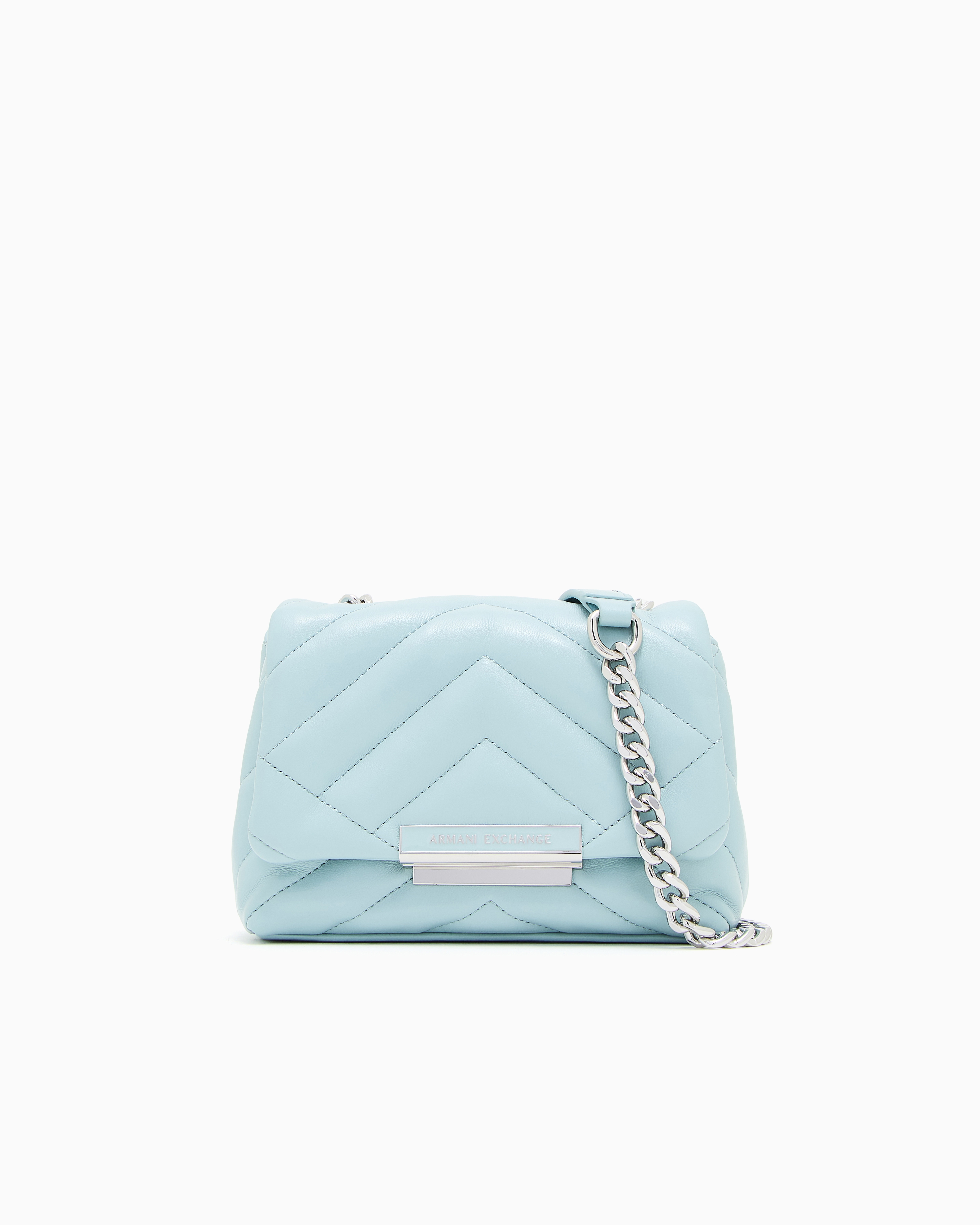 Armani Exchange Small Shoulder Bag With Quilted Workmanship In Light Blue