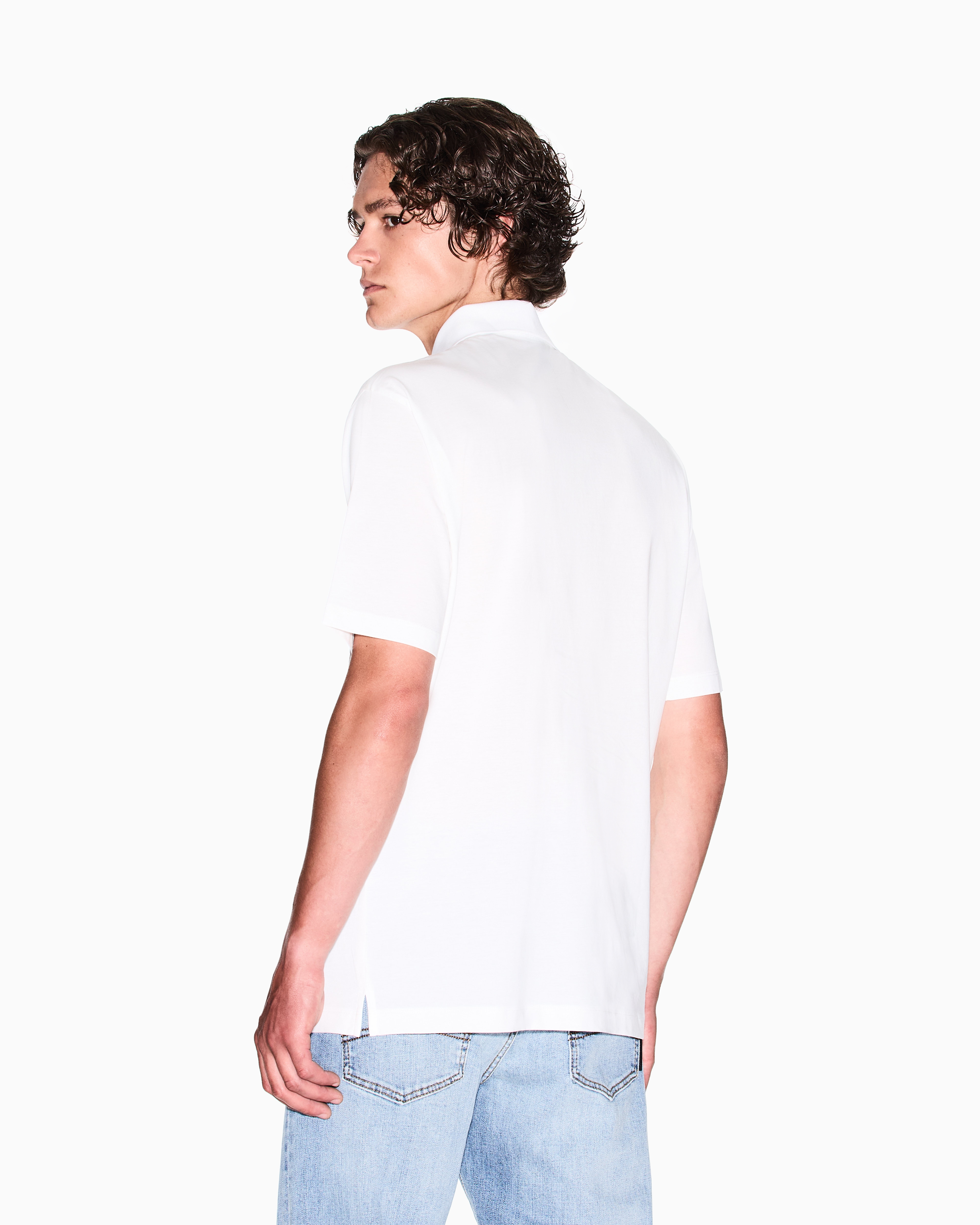 Armani Exchange - Regular fit mercerised cotton polo, Man, White, Size: