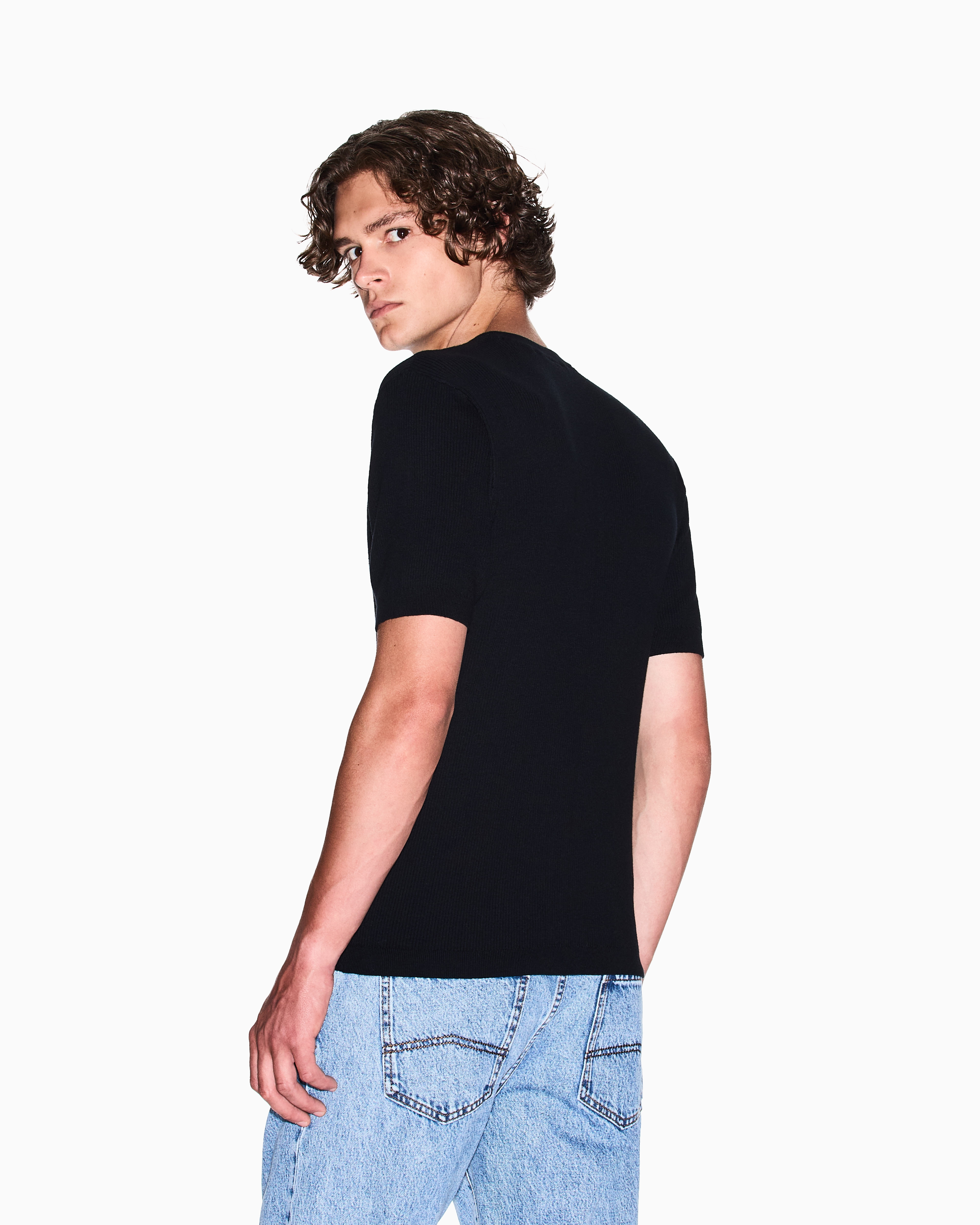 Armani Exchange - Cotton crew neck sweater, Man, Black, Size: