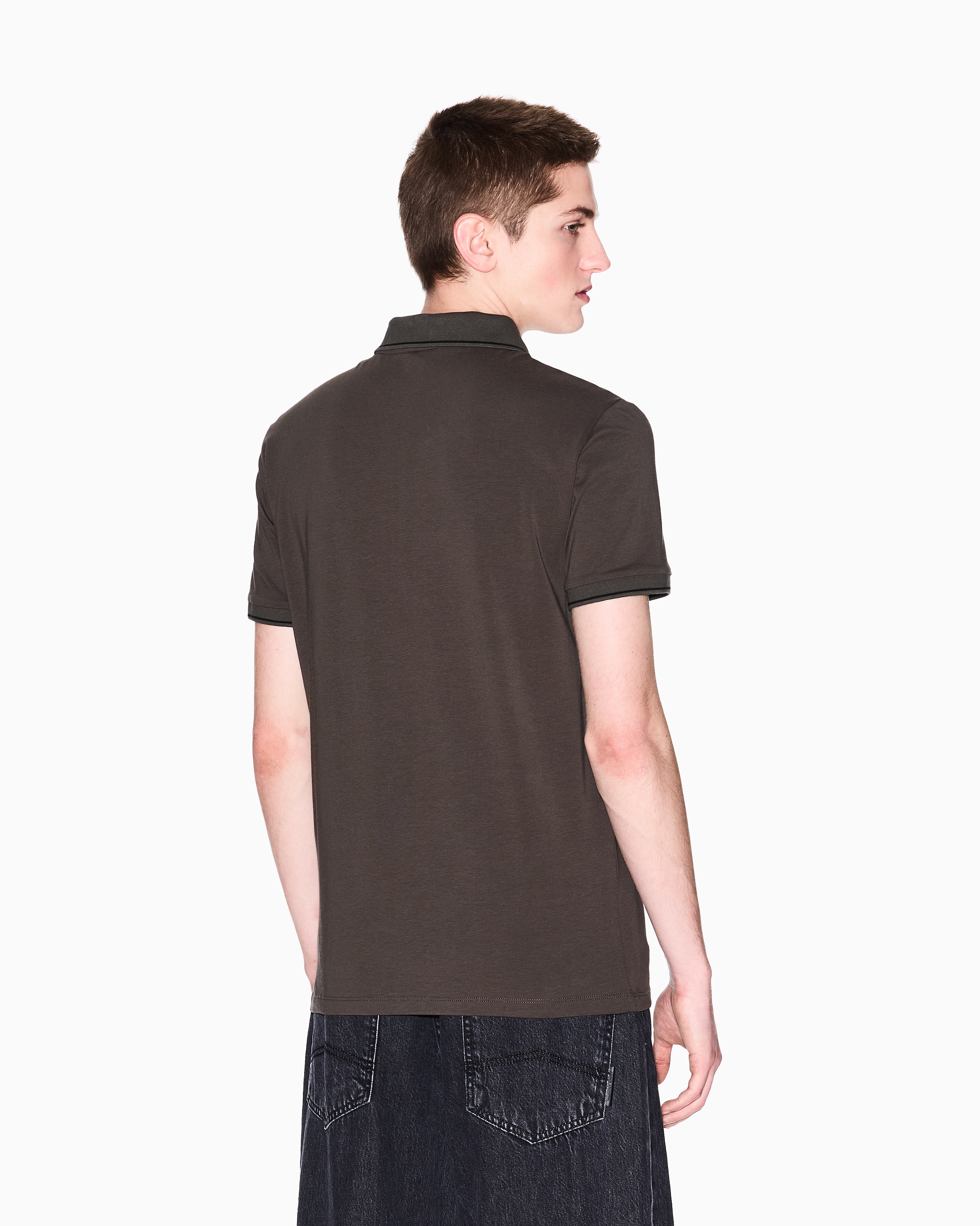 Armani Exchange - Polo with contrasting logo cotton spandex, Man, Green, Size: