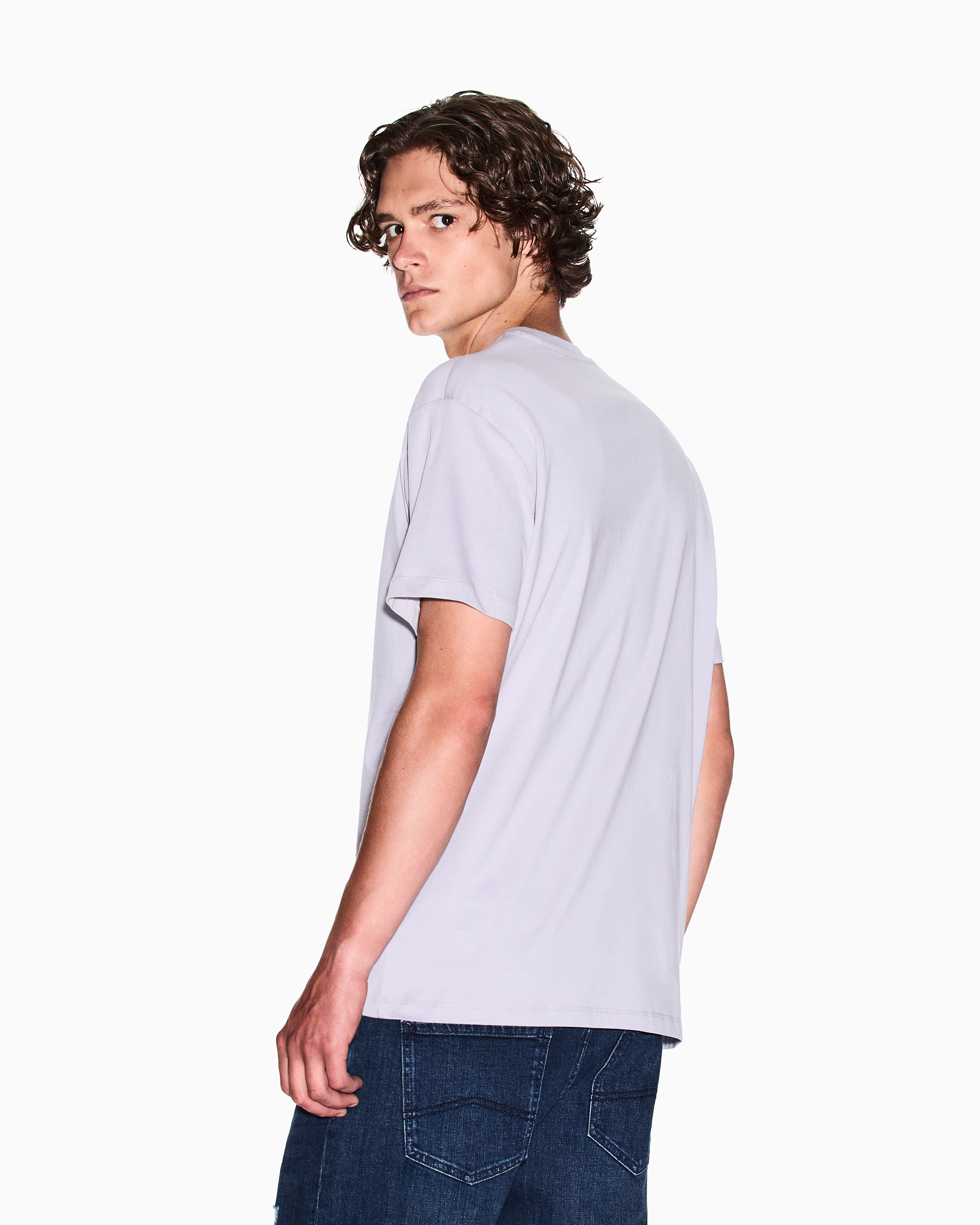 Armani Exchange - Regular fit T-shirt with logo print on the chest, Man, Purple, Size: