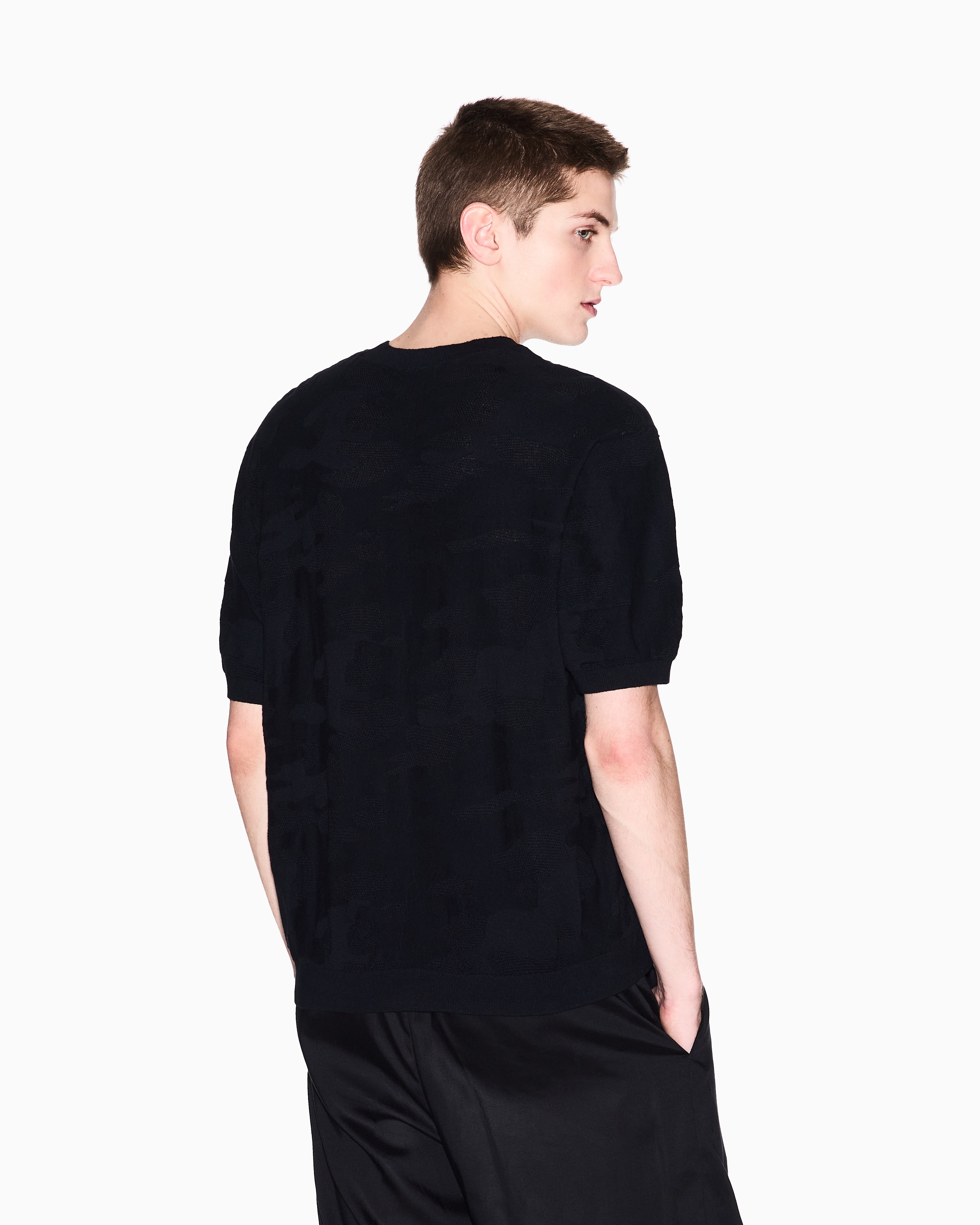 Armani Exchange Camouflage Cotton Sweater In Black