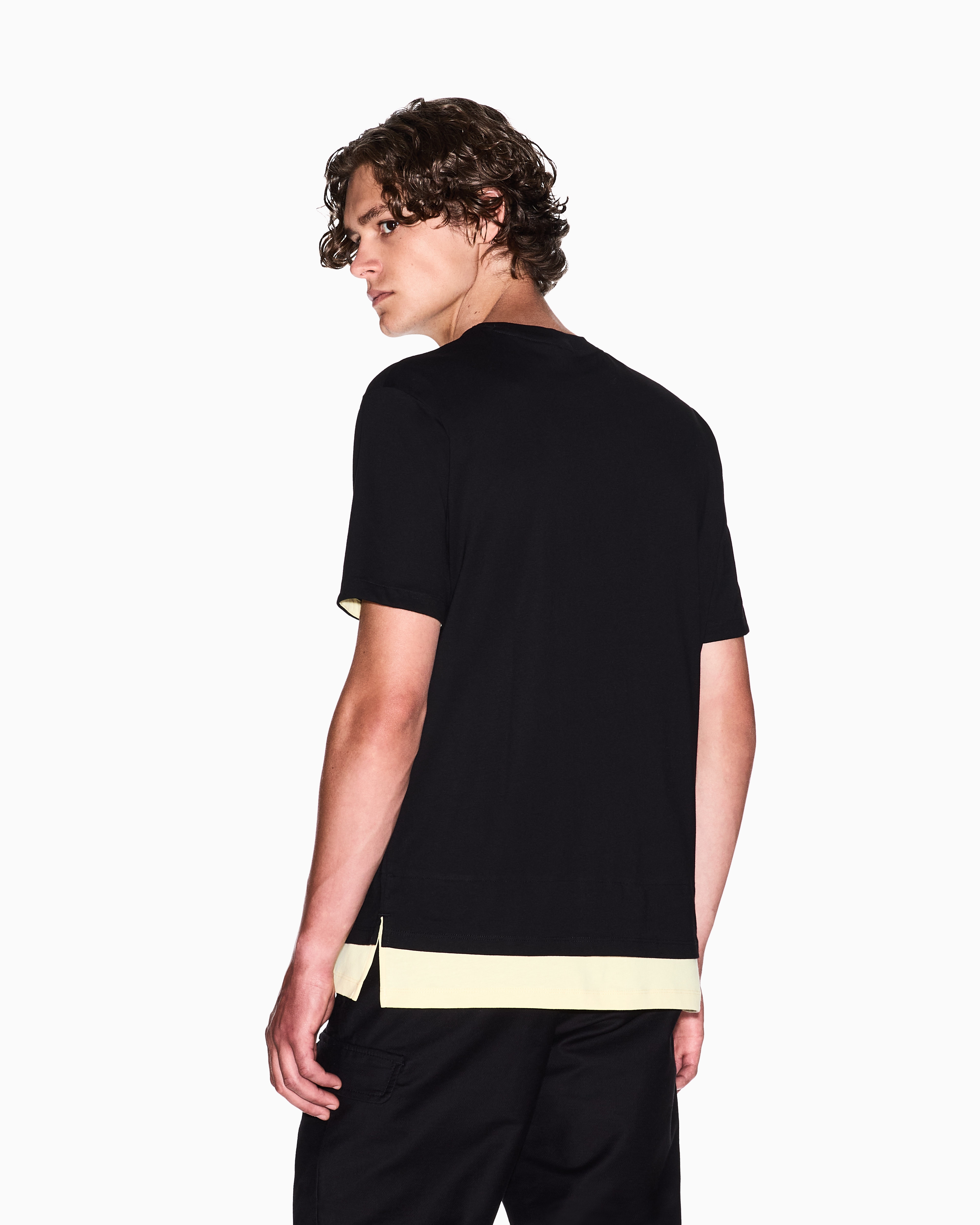 Armani Exchange - Double effect short-sleeved sweatshirt, Man, Black, Size: