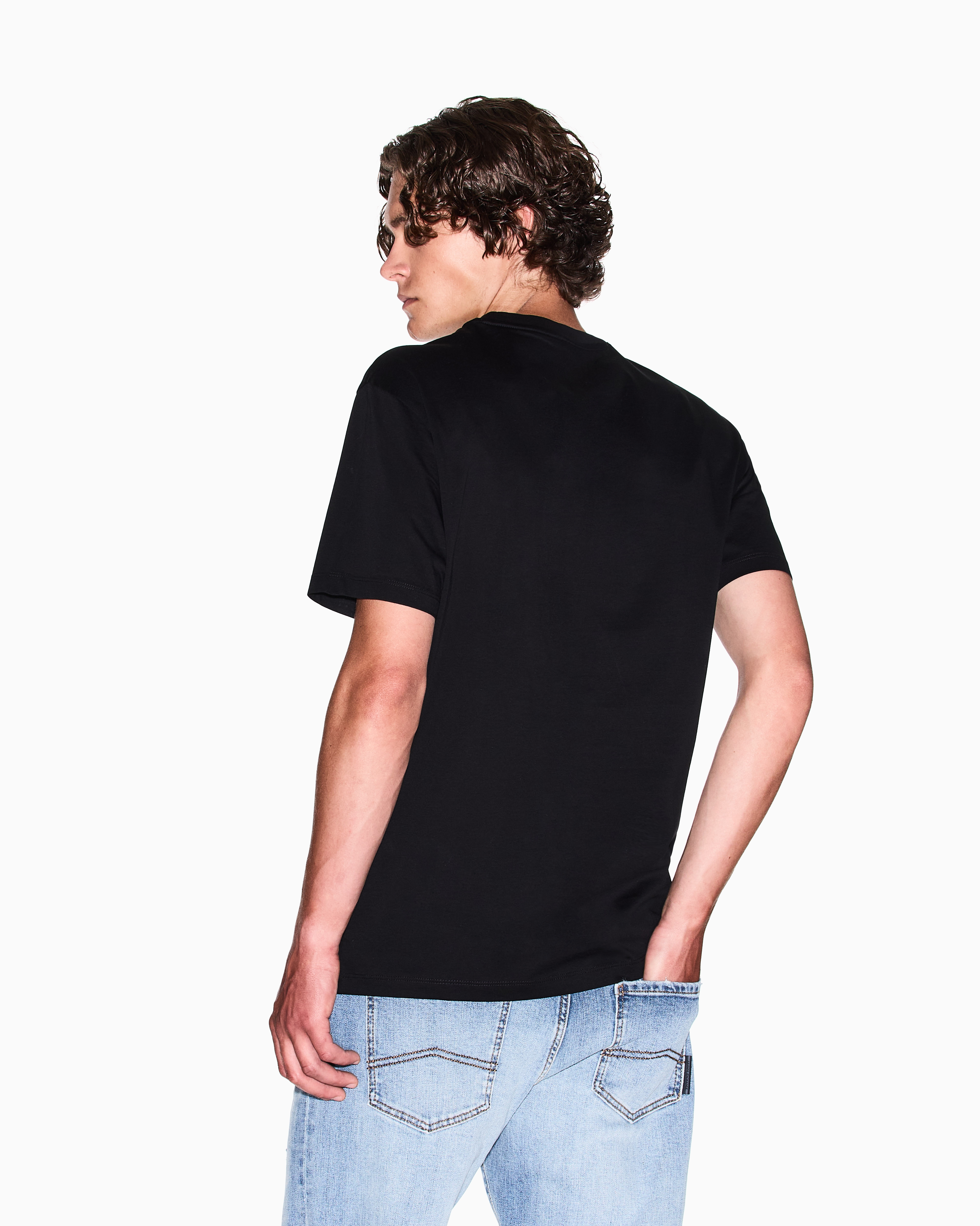 Armani Exchange - Regular fit mercerised cotton T-shirt, Man, Black, Size: