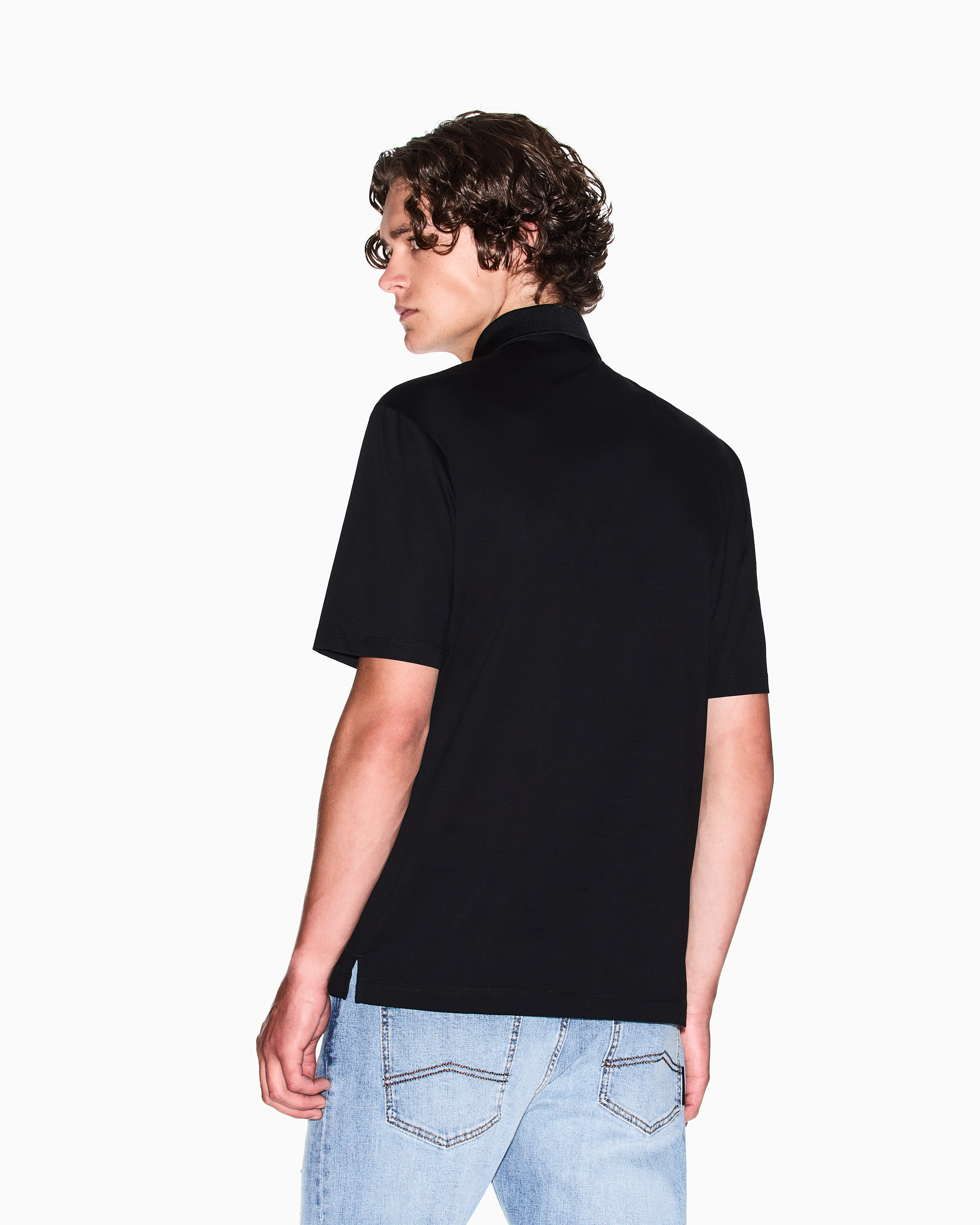 Armani Exchange - Regular fit mercerised cotton polo, Man, Black, Size: