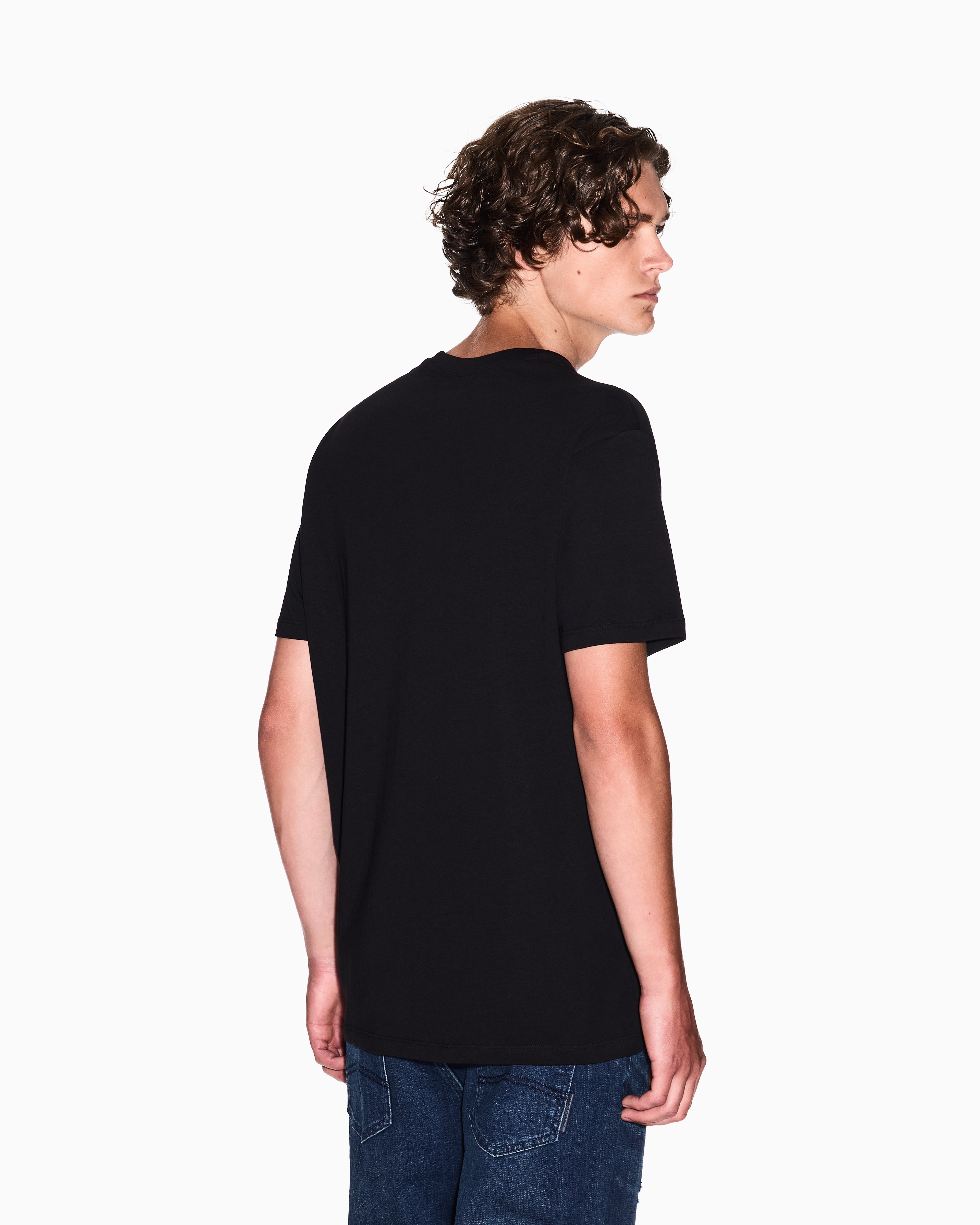 Armani Exchange - Regular fit T-shirt with logo print on the chest, Man, Black, Size: