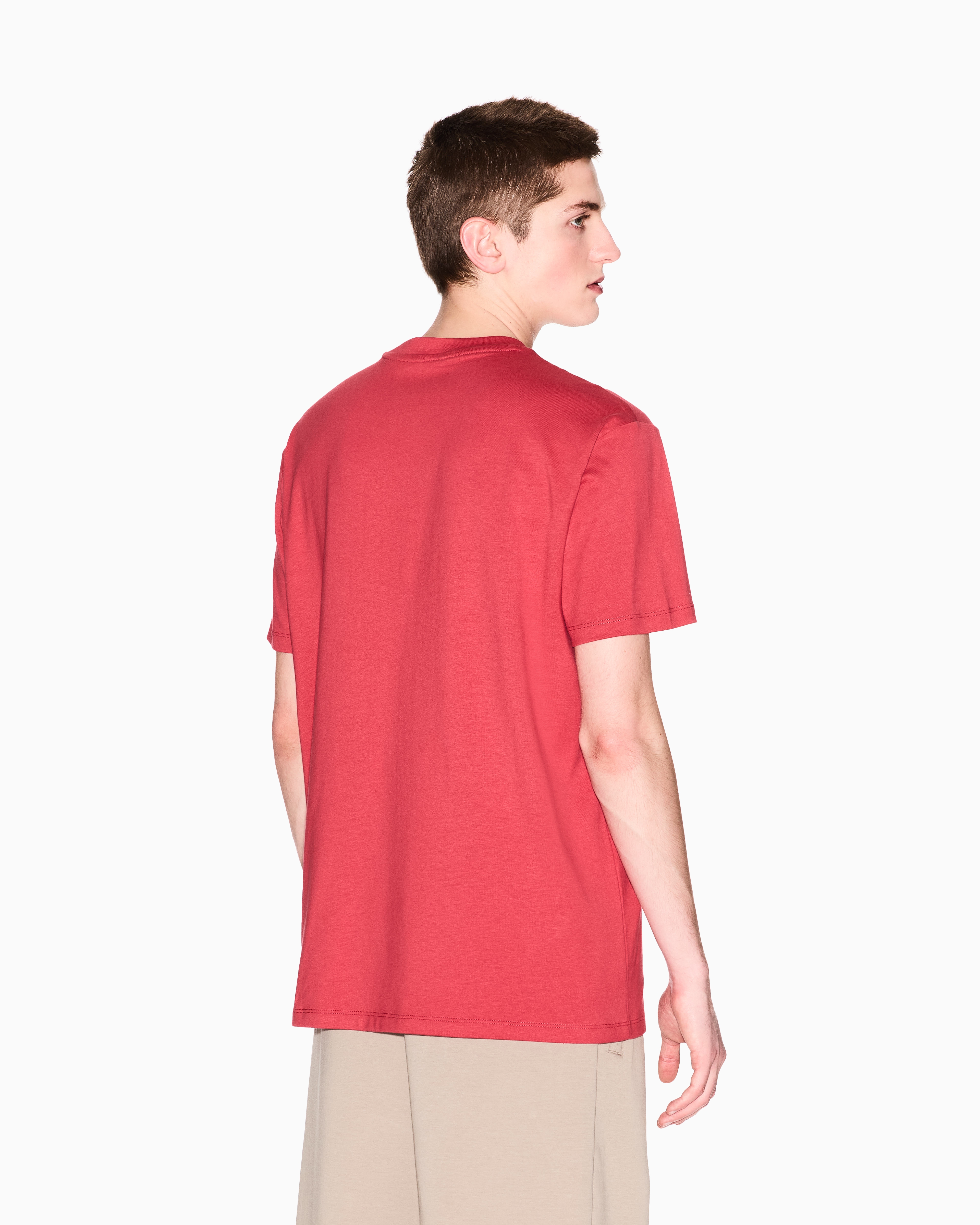 Armani Exchange - Regular fit T-shirt with logo lettering, Man, Red, Size:
