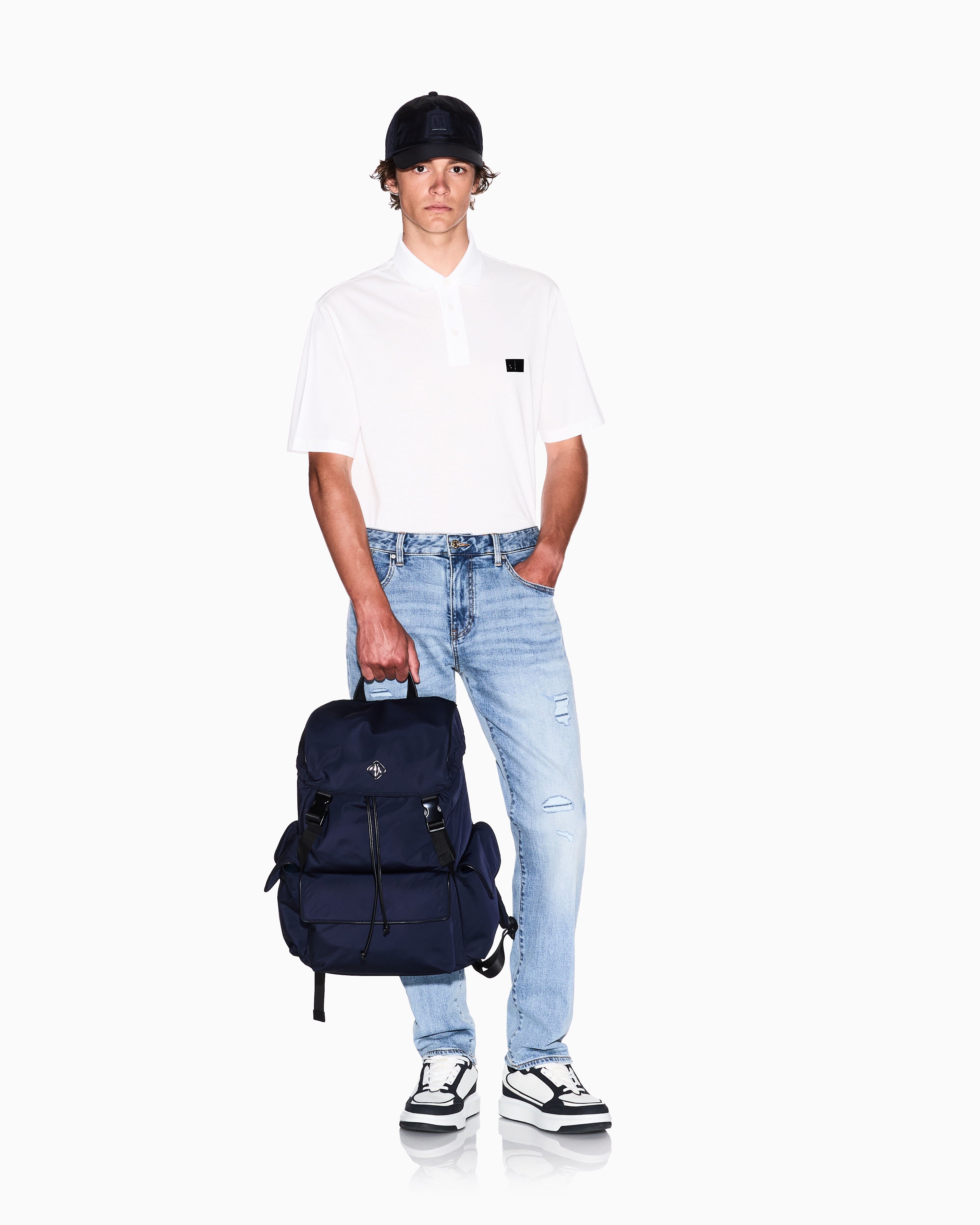 Armani Exchange - Regular fit mercerised cotton polo, Man, White, Size: