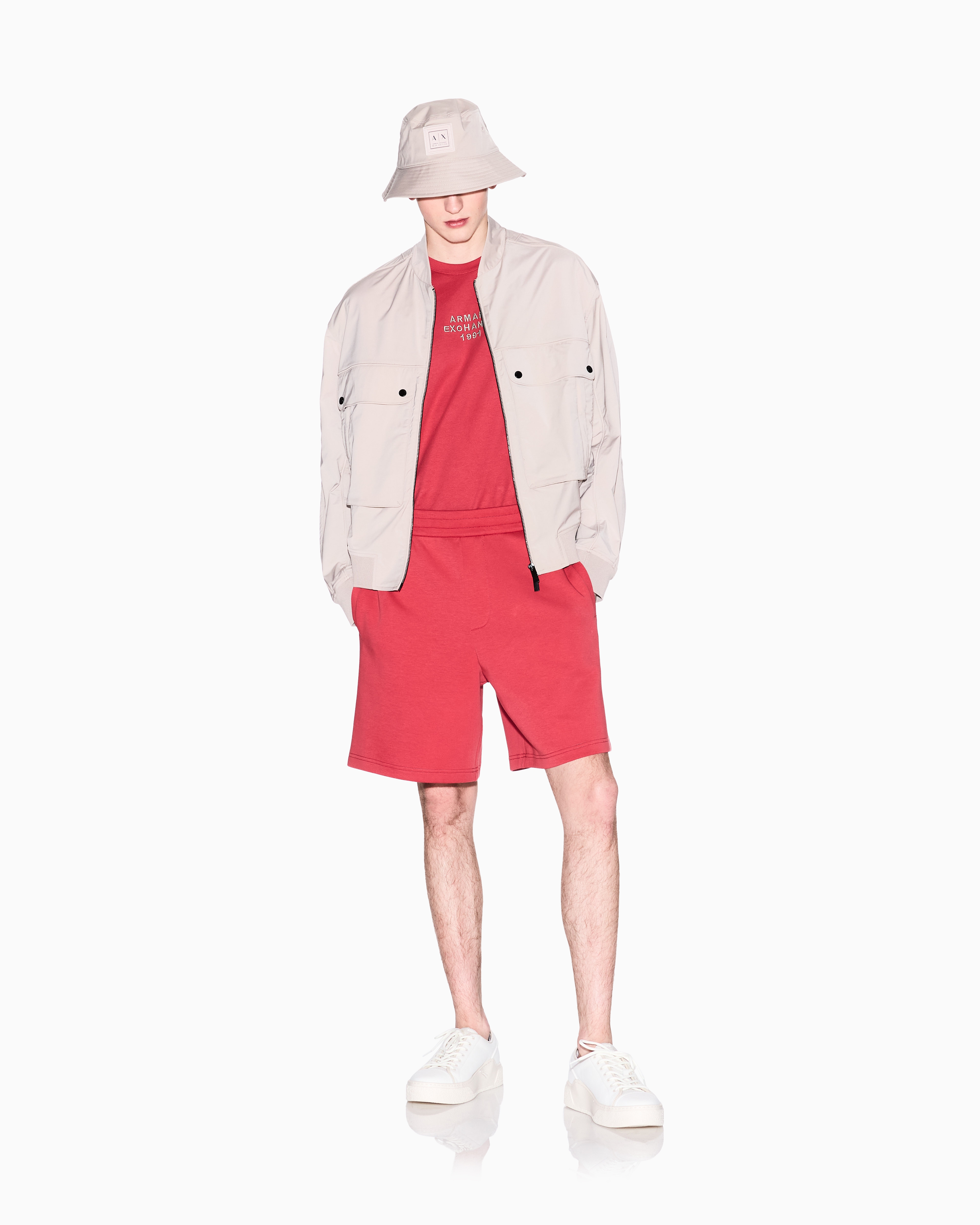 Armani Exchange - Basic Bermuda stretch fabric, Man, Red, Size: