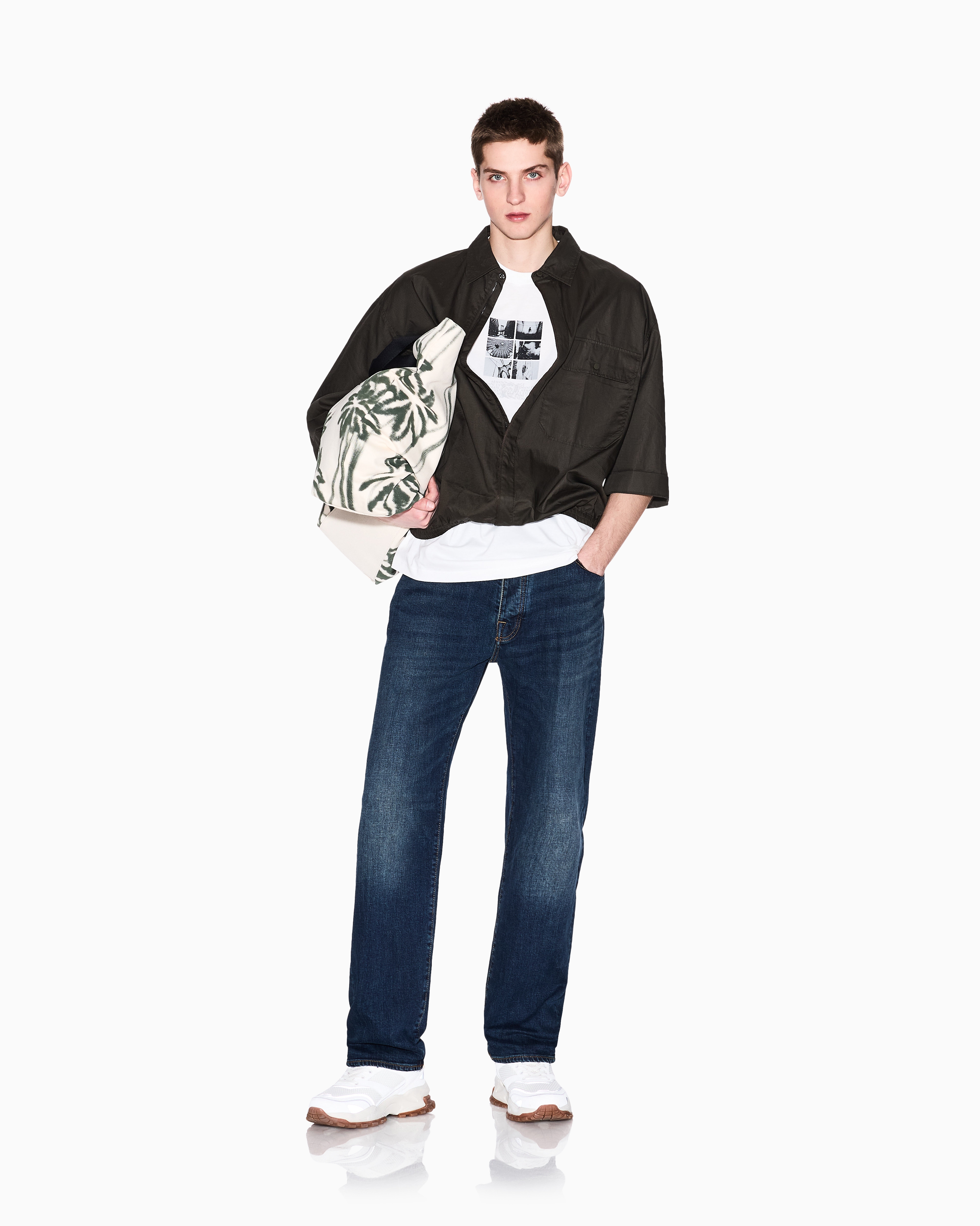 Armani Exchange - Regular fit T-shirt with photo print, Man, White, Size: