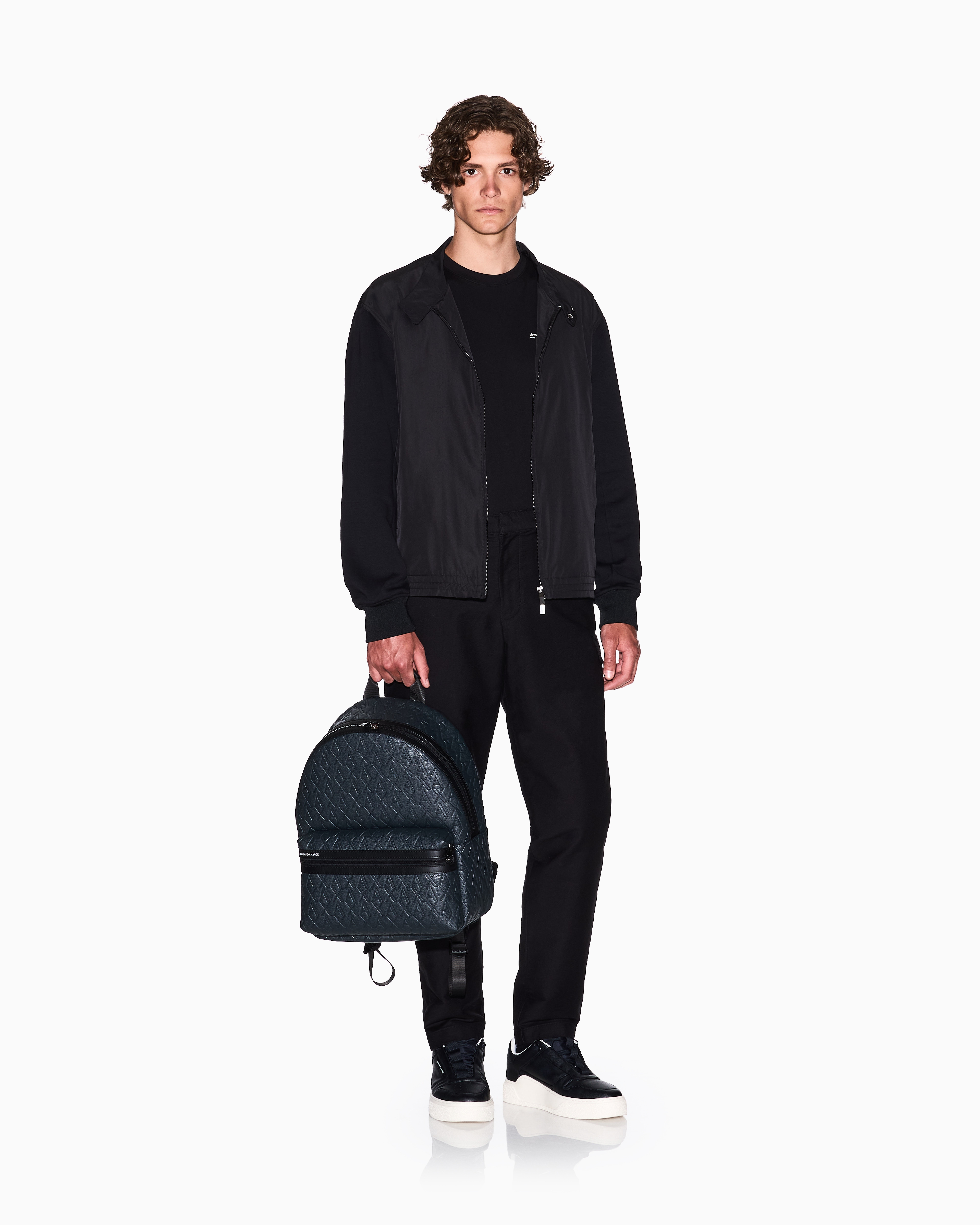 Armani Exchange - Full zip jacket cotton blend, Man, Black, Size: