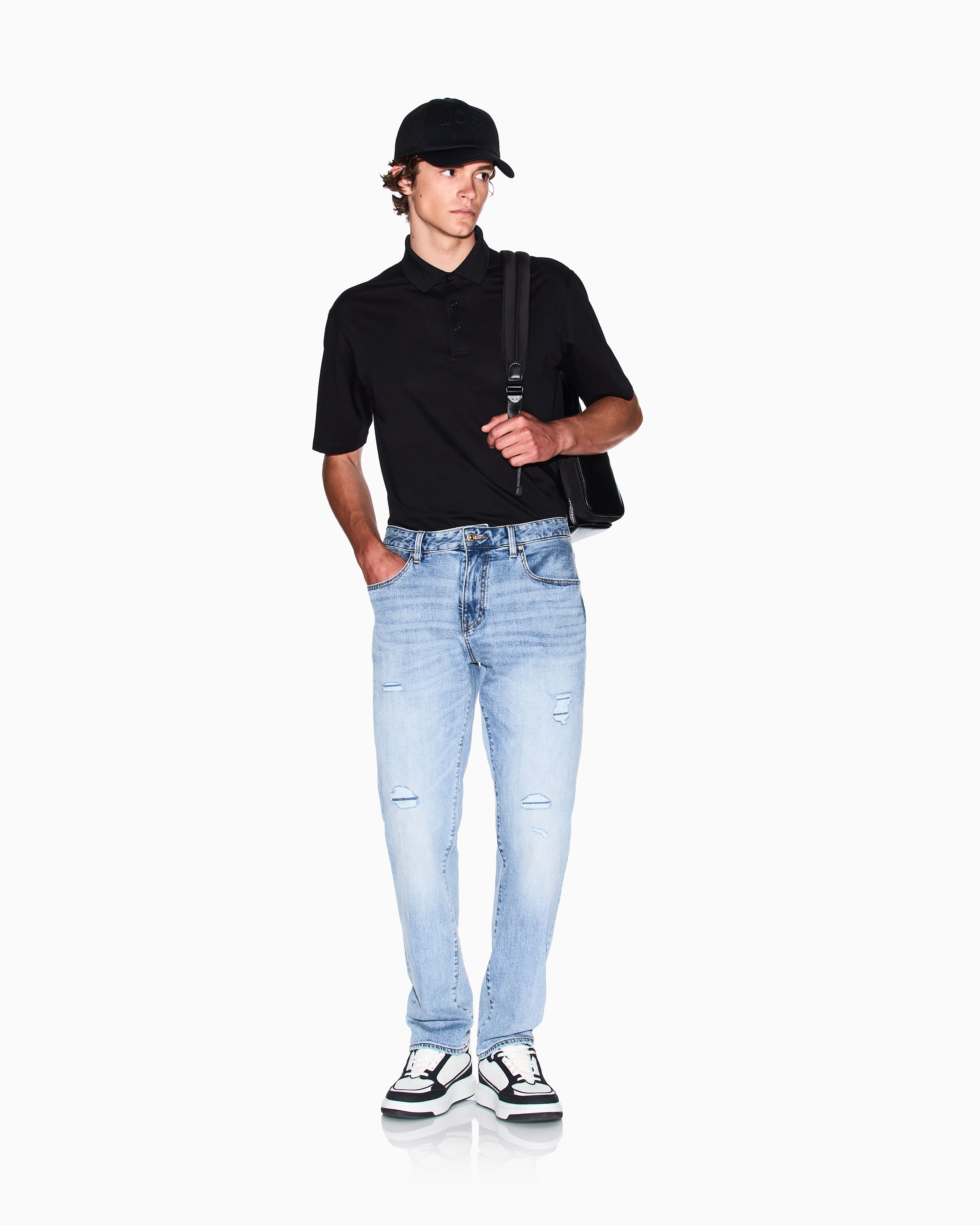 Armani Exchange - Regular fit mercerised cotton polo, Man, Black, Size: