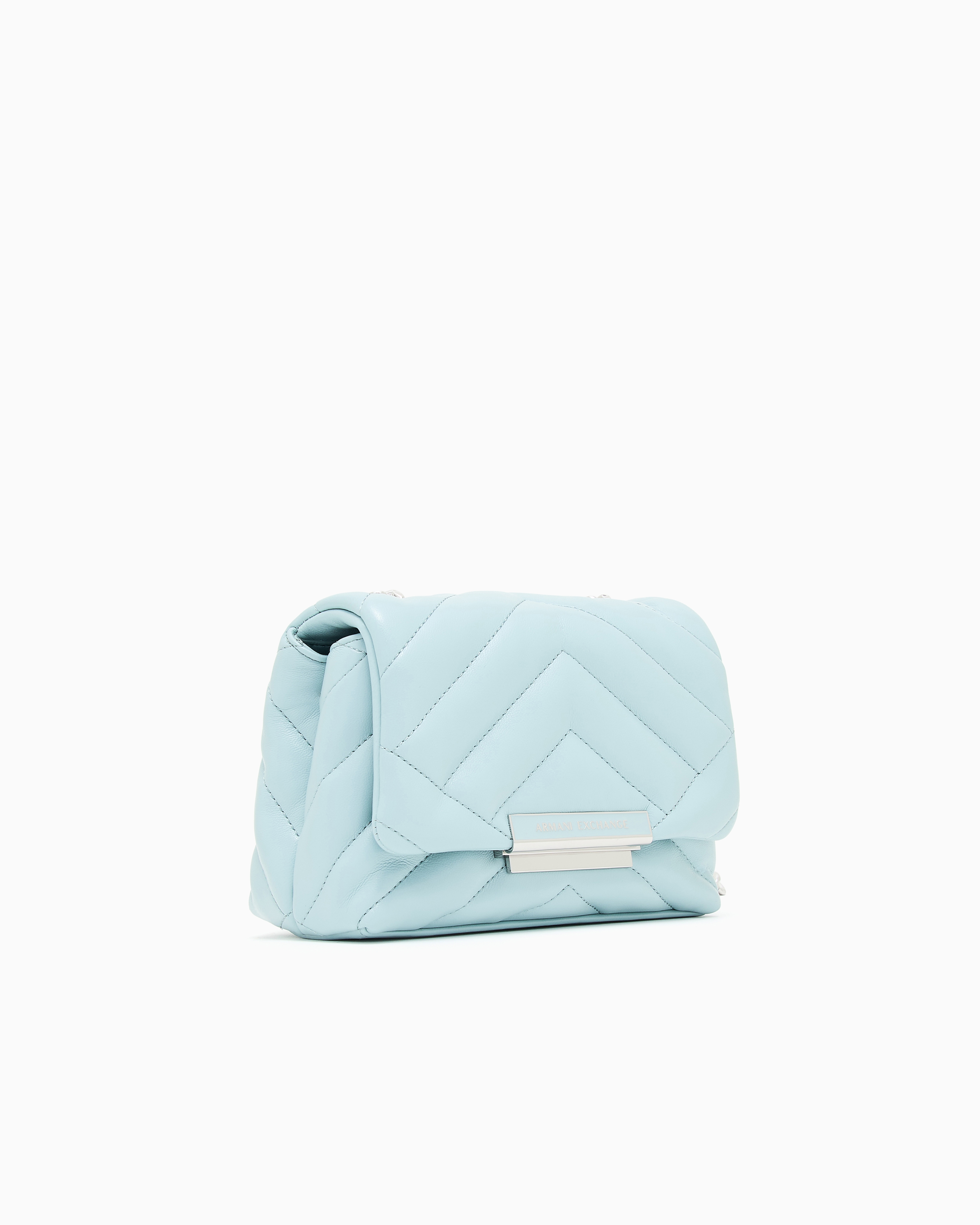 Armani Exchange Small Shoulder Bag With Quilted Workmanship In Light Blue