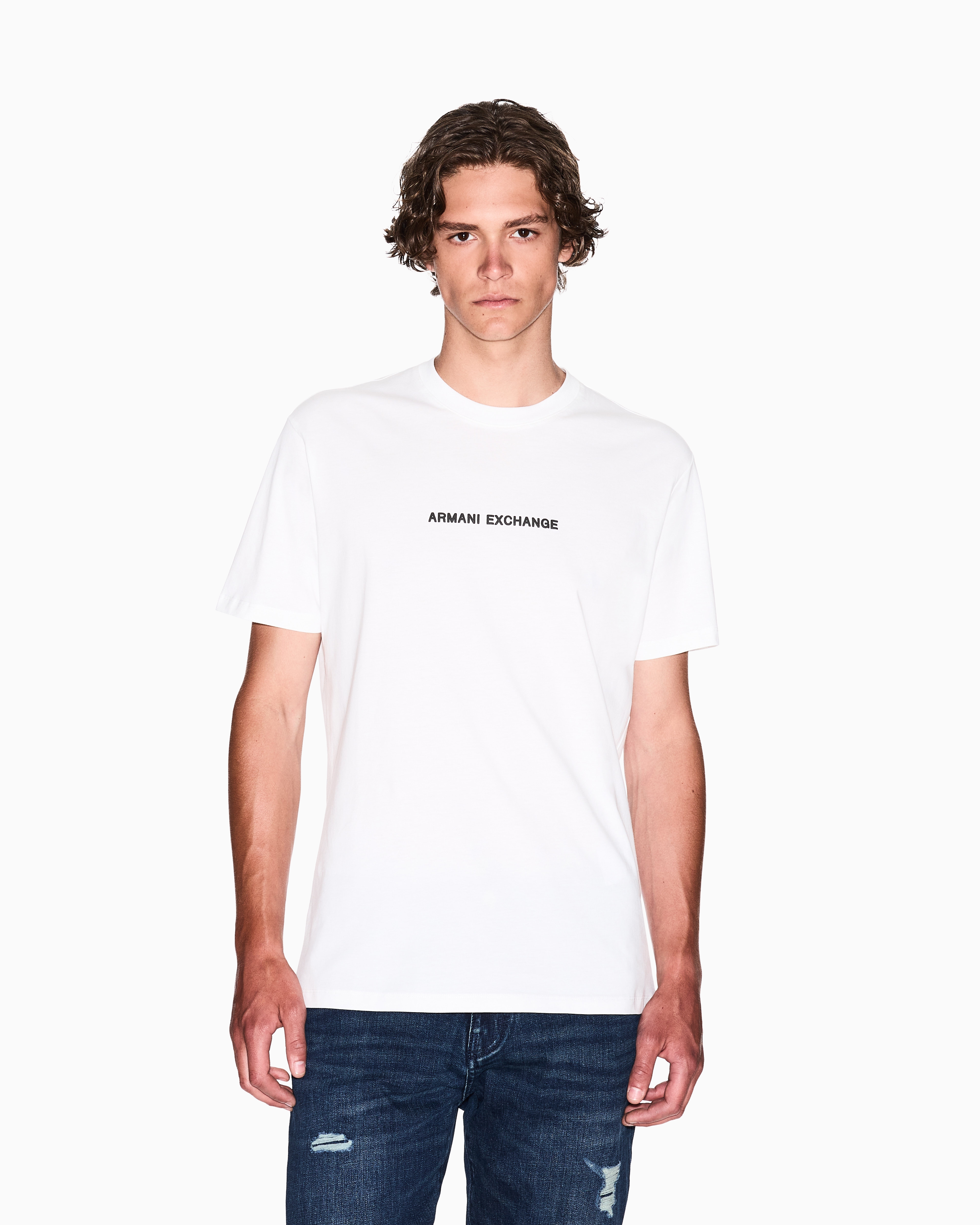 Armani Exchange - Regular fit T-shirt with logo print on the chest, Man, White, Size: