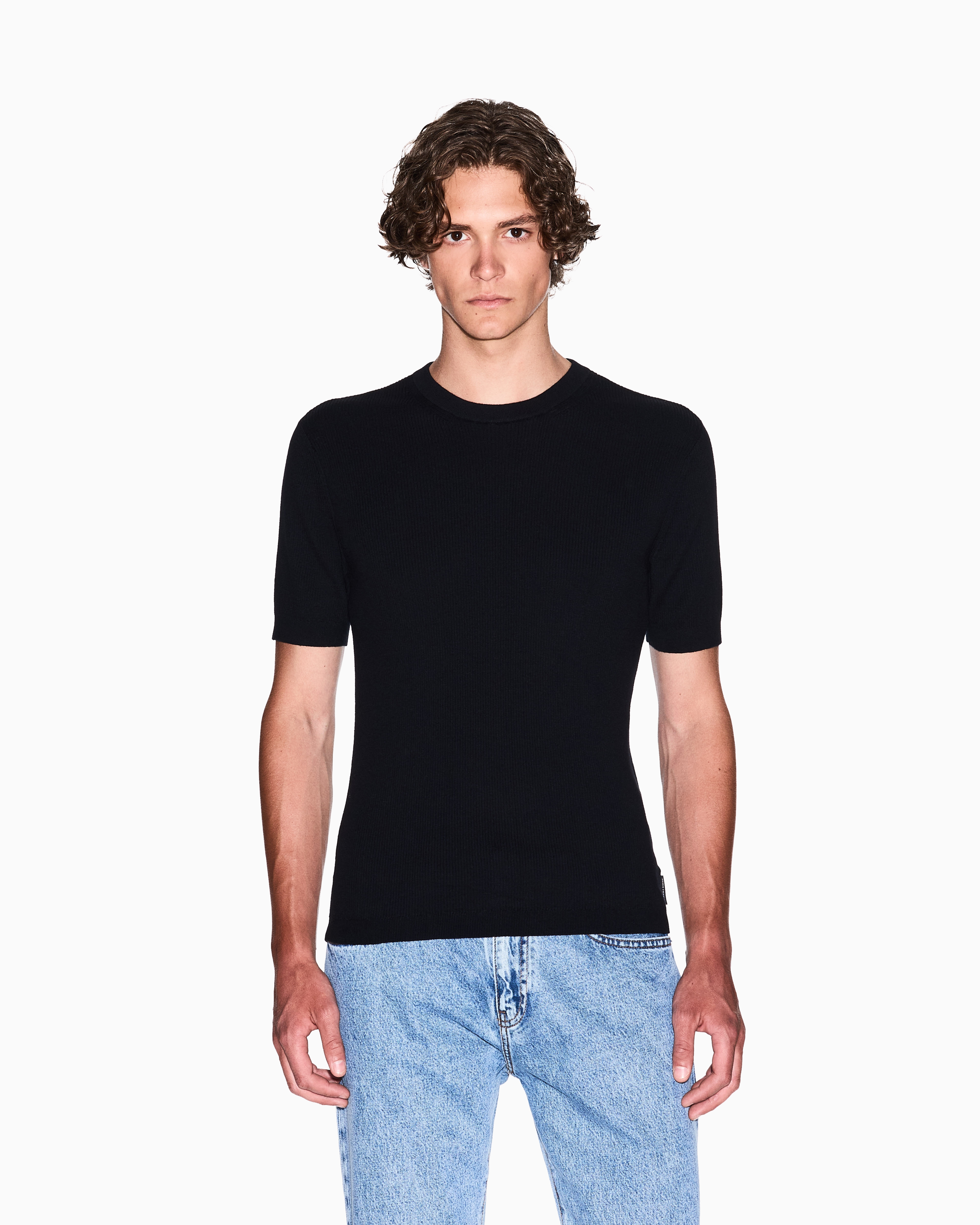 Armani Exchange - Cotton crew neck sweater, Man, Black, Size: