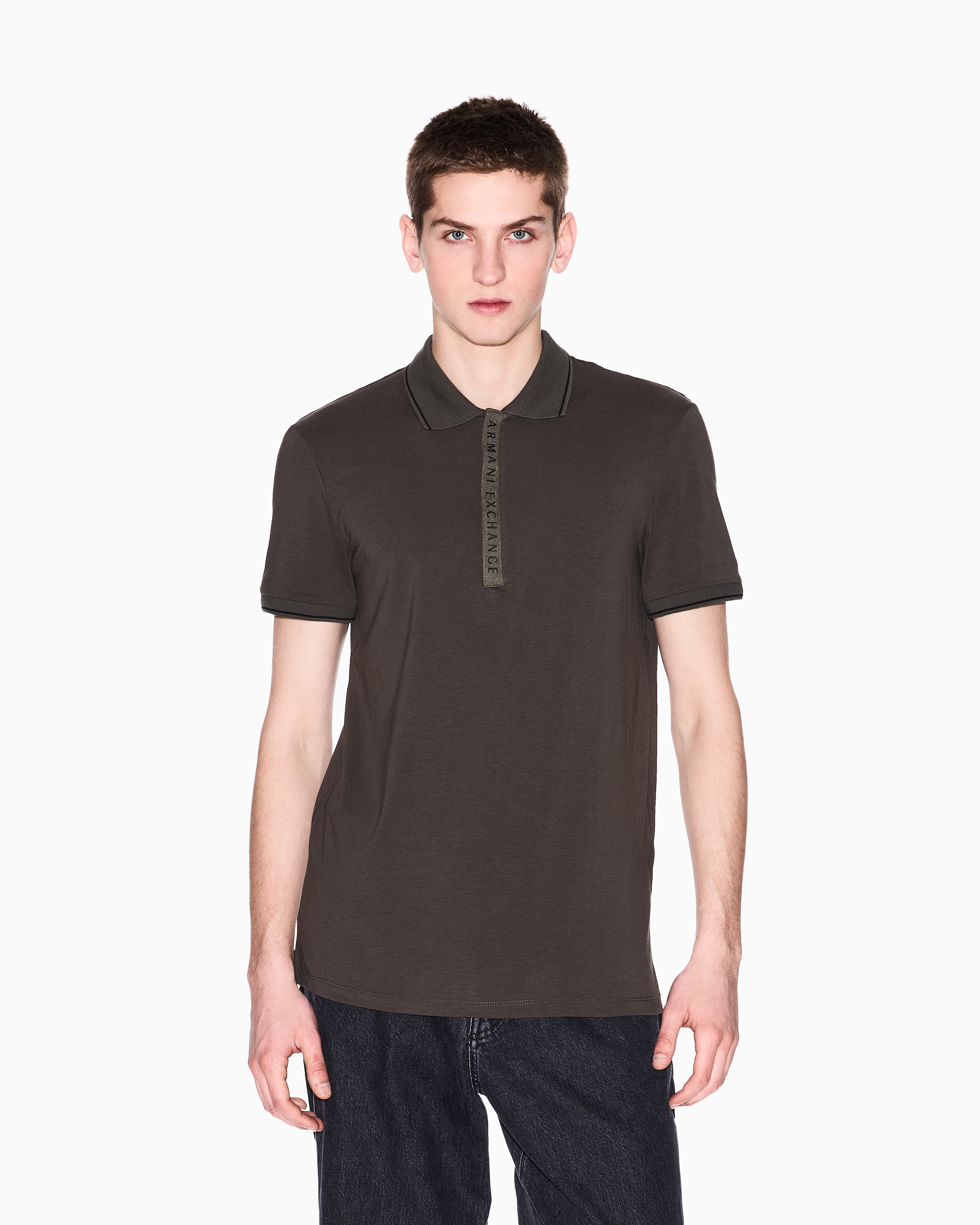 Polo with contrasting logo in cotton spandex | Armani Exchange