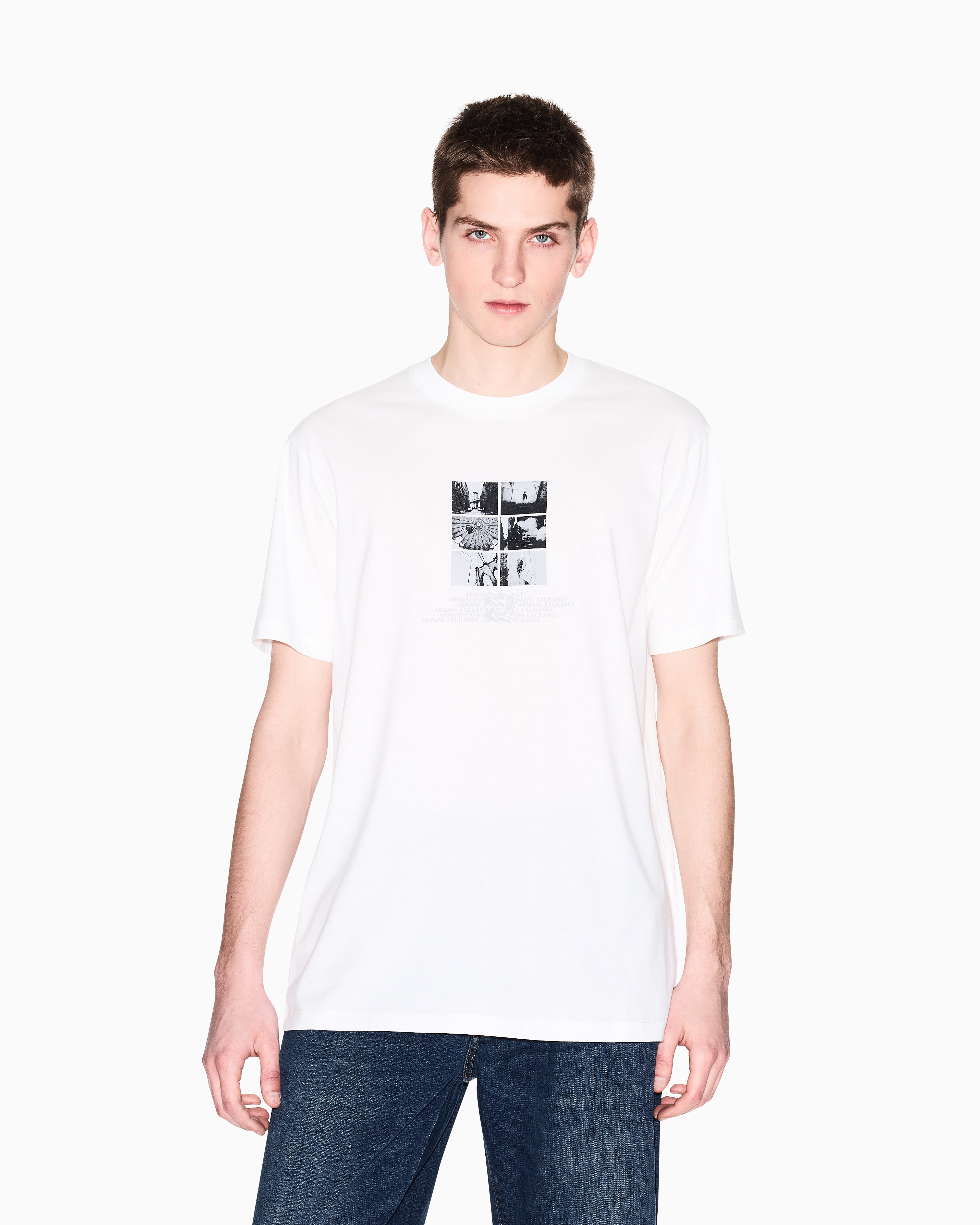 Armani Exchange - Regular fit T-shirt with photo print, Man, White, Size: