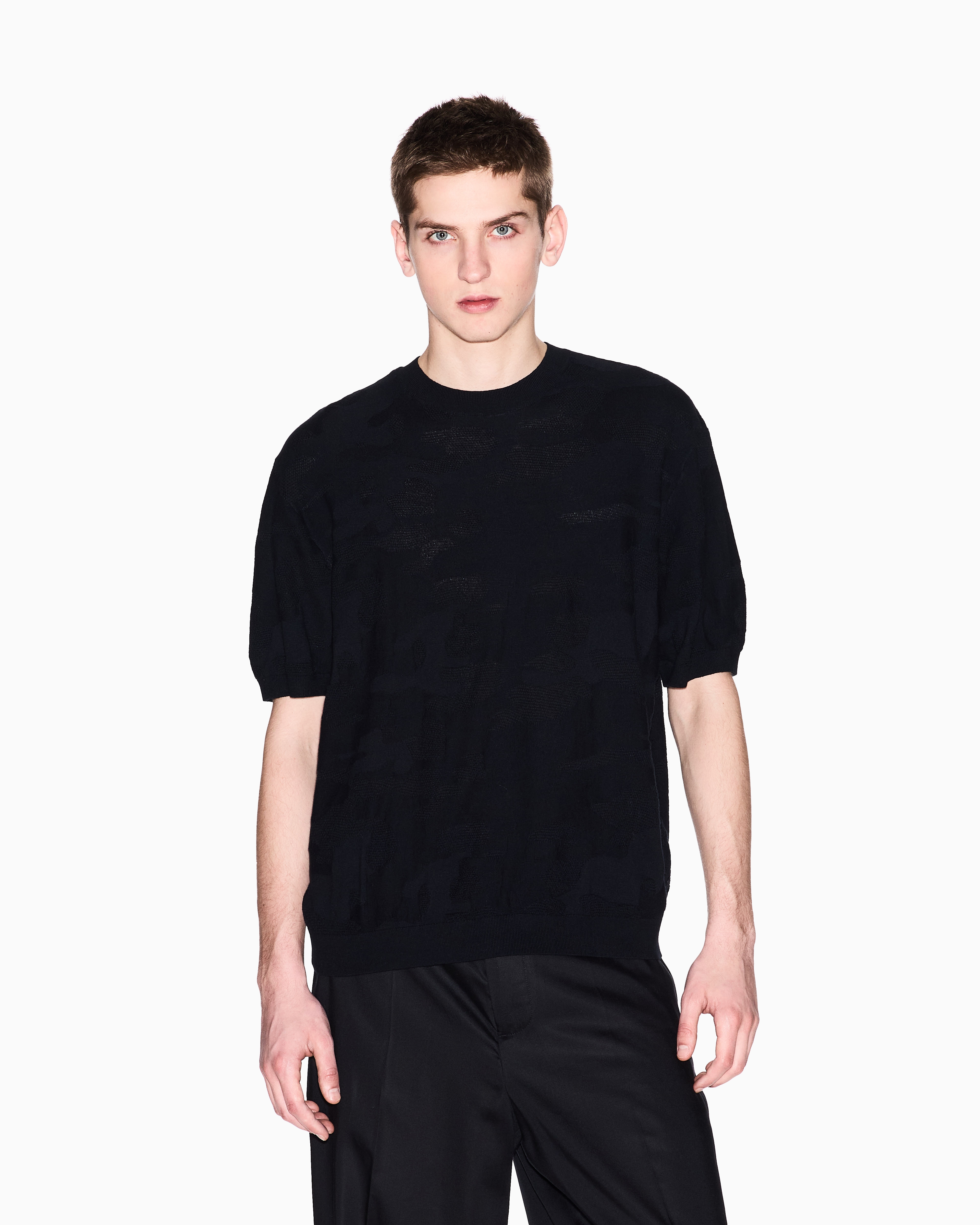 Armani Exchange Camouflage Cotton Sweater In Black