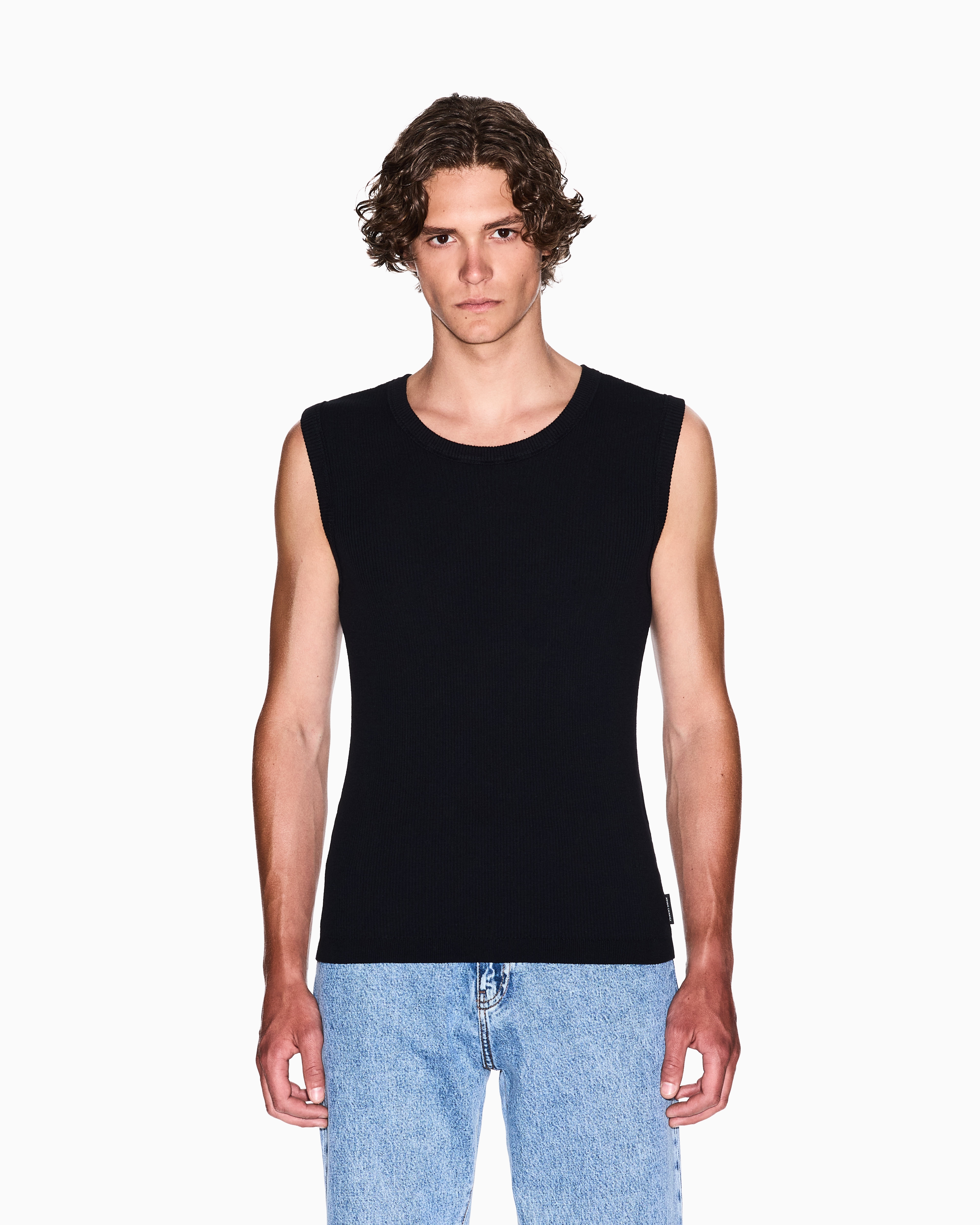 Armani Exchange - Ribbed cotton tank top, Man, Black, Size: