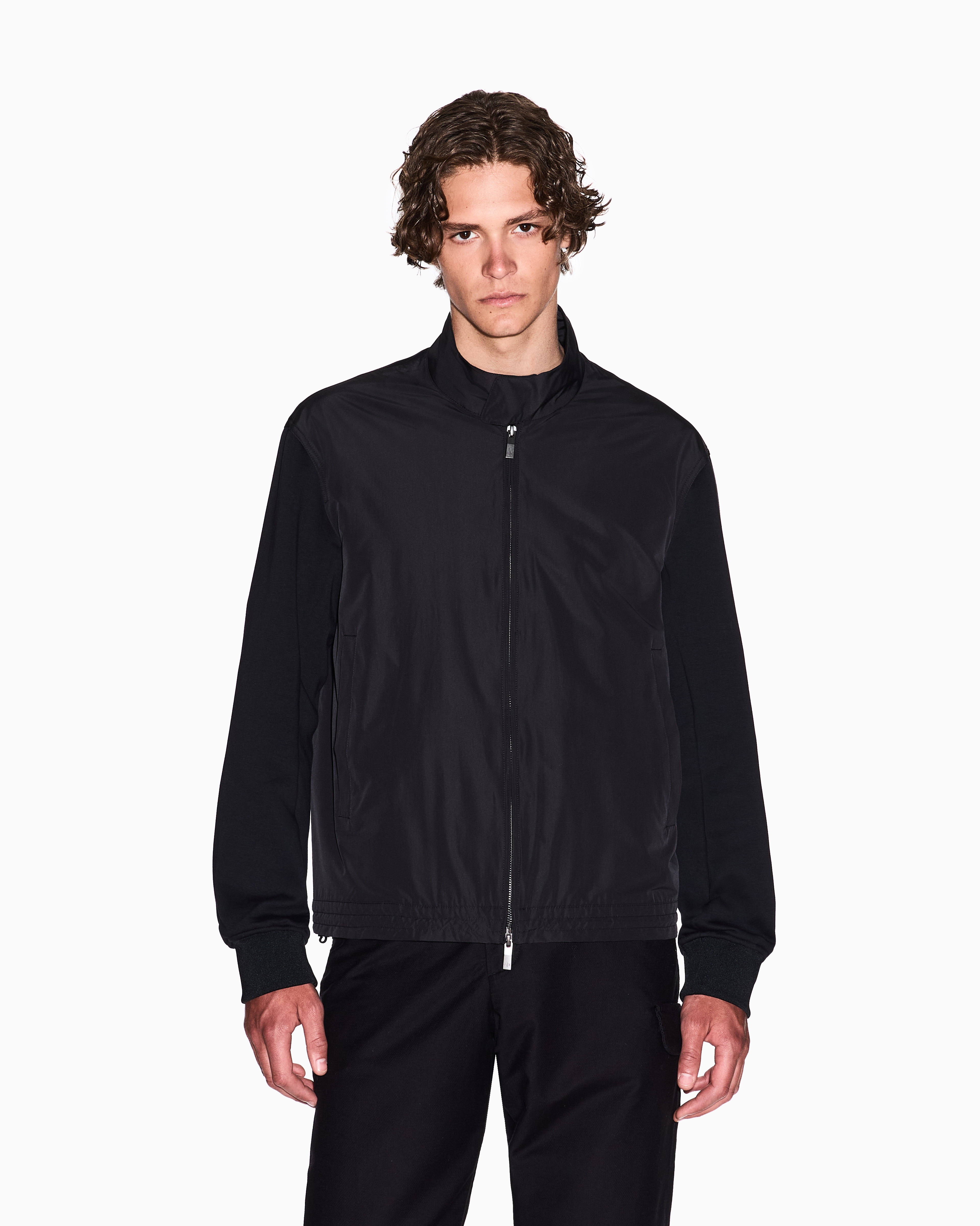 Armani Exchange - Full zip jacket cotton blend, Man, Black, Size: