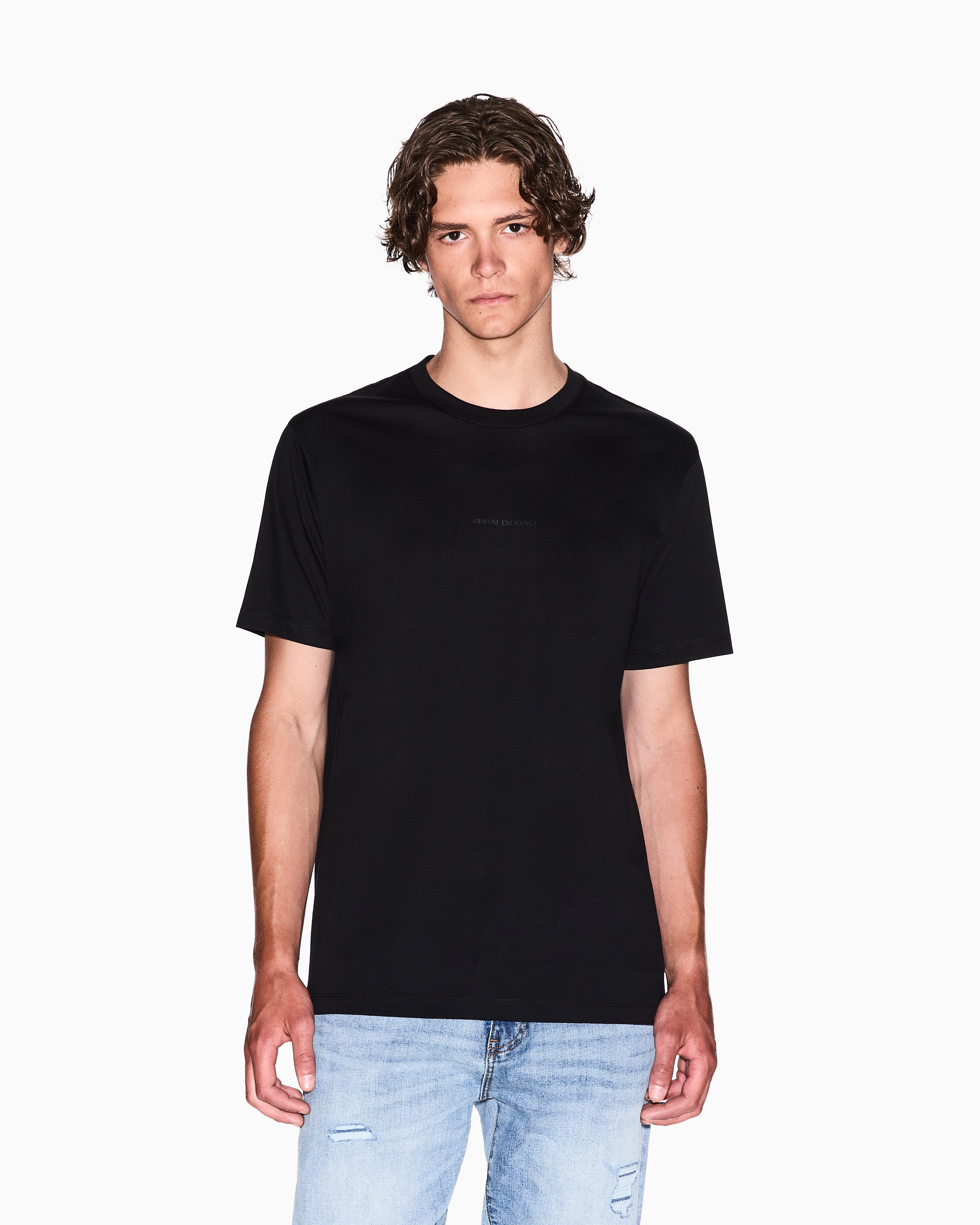 Armani Exchange - Regular fit mercerised cotton T-shirt, Man, Black, Size: