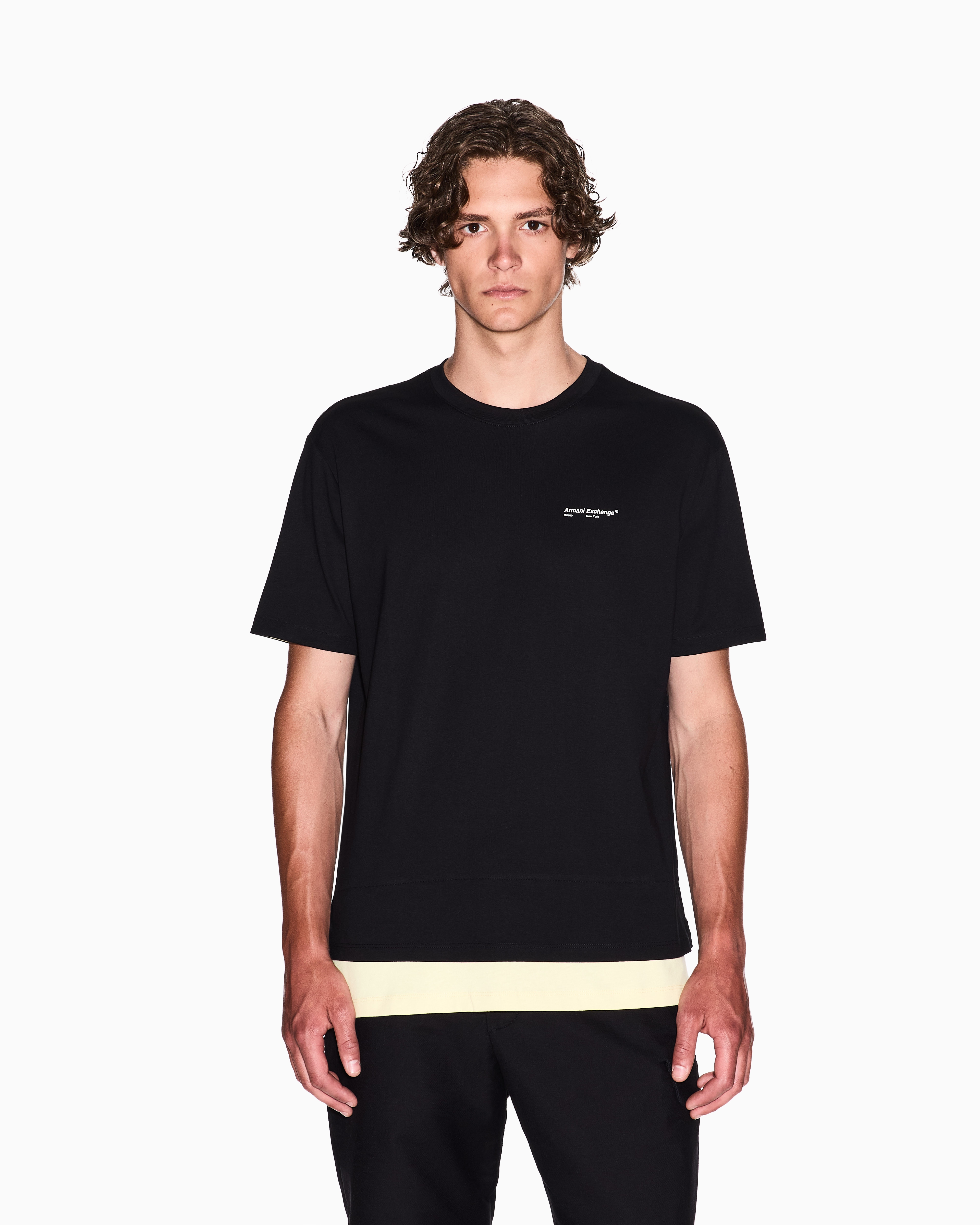 Armani Exchange - Double effect short-sleeved sweatshirt, Man, Black, Size: