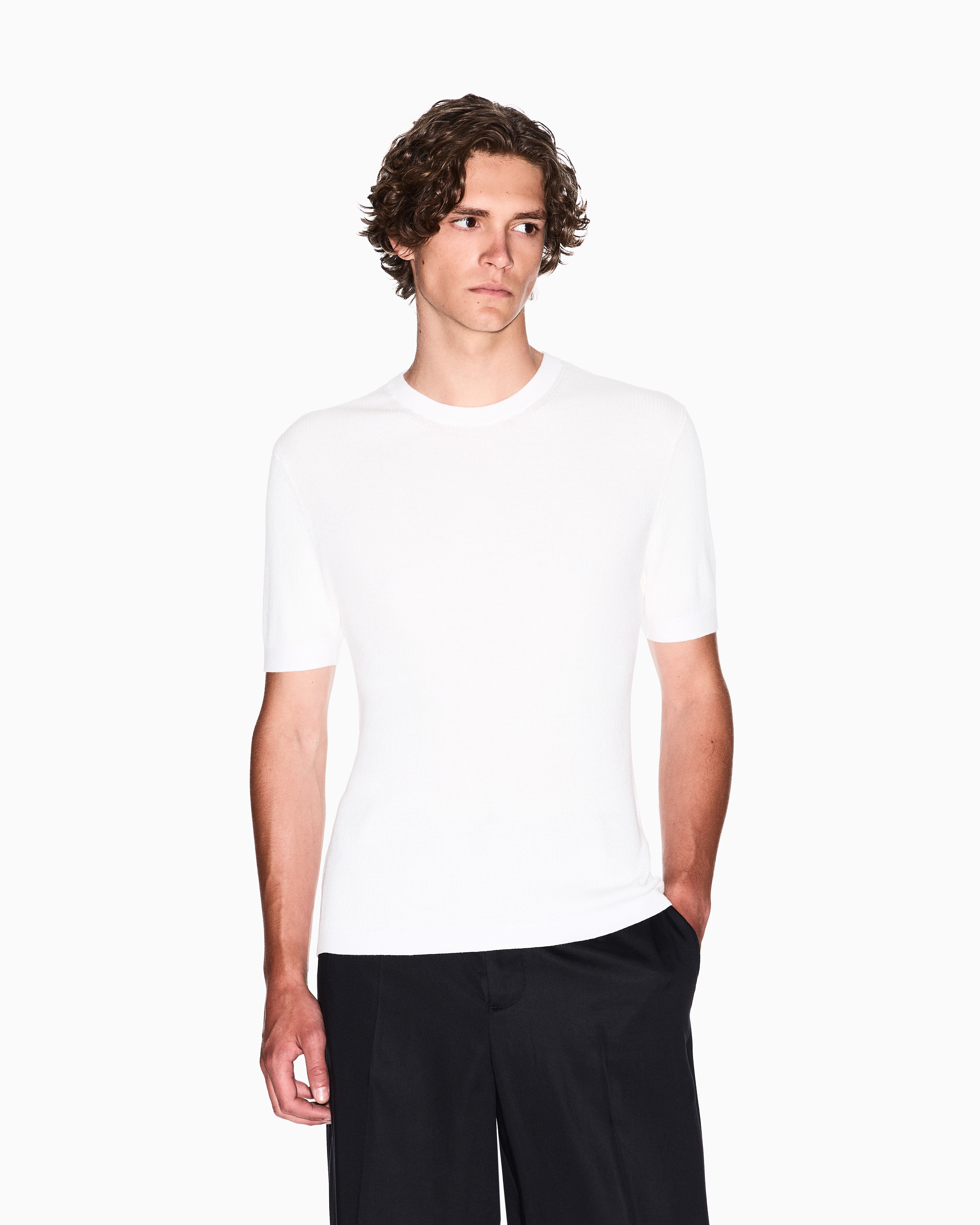 Armani Exchange - Cotton crew neck sweater, Man, White, Size: